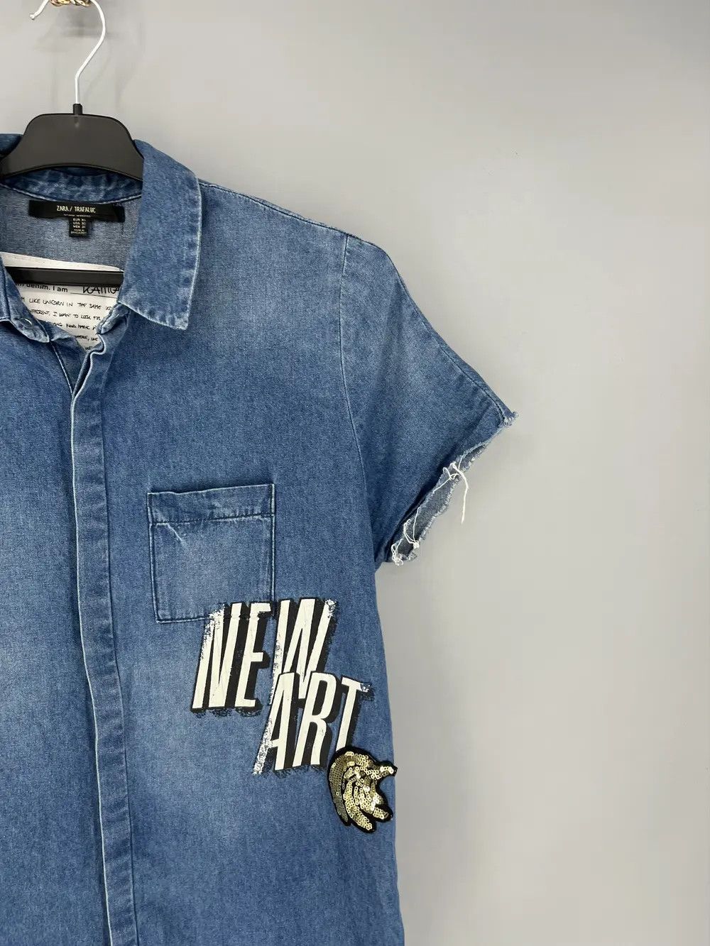 Vintage ZARA TRAFALUC NEW ART shirt with frayed edges Size US XS / EU 42 / 0 - 5 Thumbnail