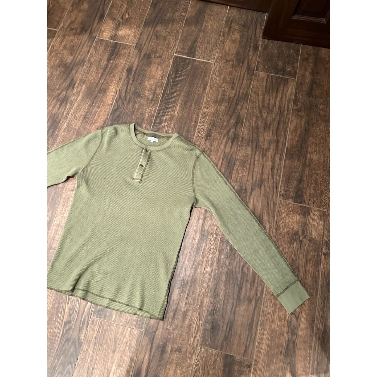 Wallace & Barnes NWT WALLACE & BARNES Mens Large Waffle Thermal Henley Shirt Green AD157 Size US L / EU 52-54 / 3 - 2 Thumbnail