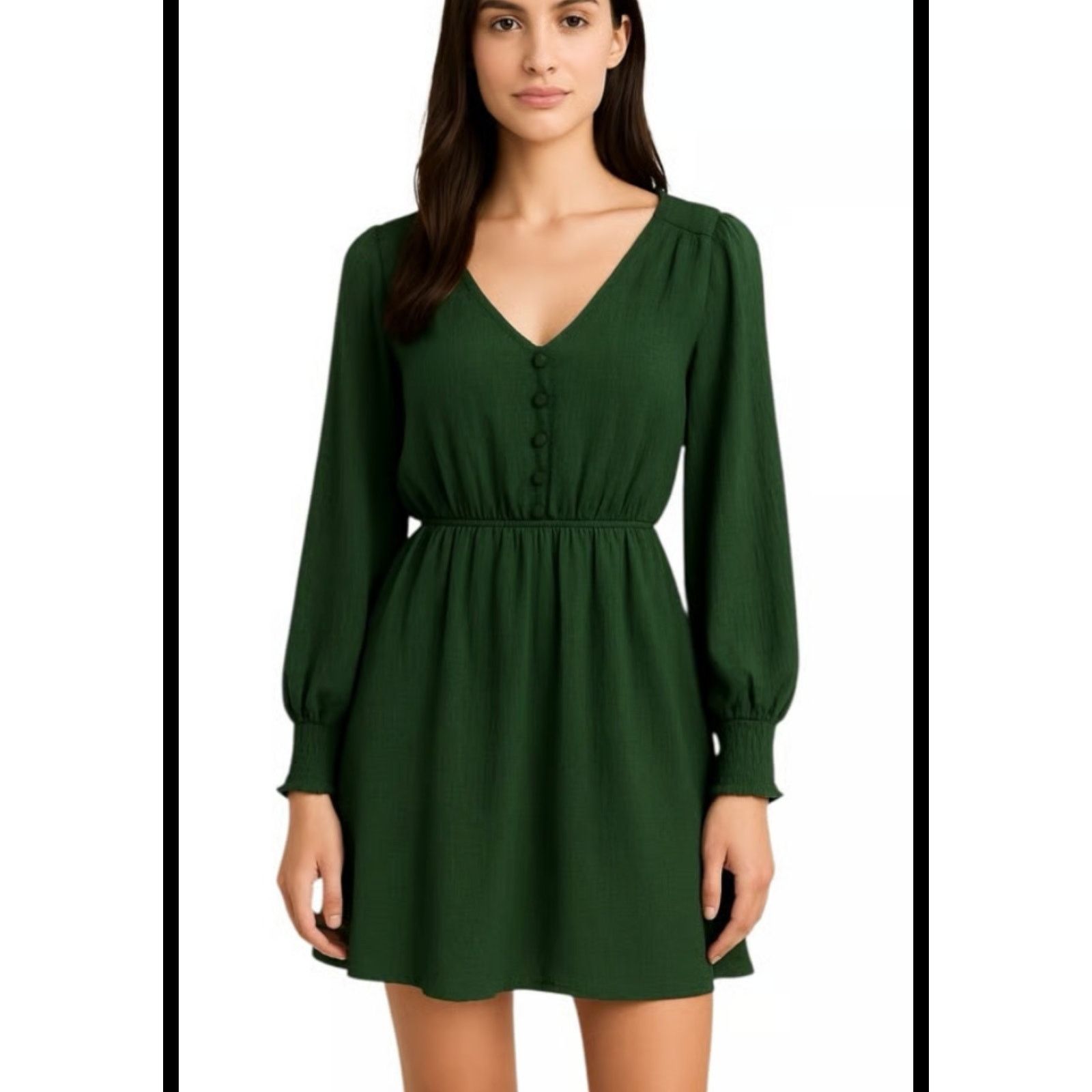 BB Dakota BB Dakota Forest Green Textured Long Sleeve Dress Boho SNWOT Size S / US 4 / IT 40 - 1 Thumbnail