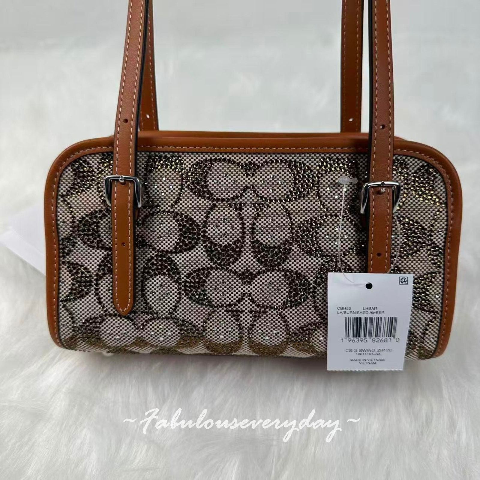 Coach Coach Swing 20 Crystal Sig Jacquard Silver/Burnished Amber Size ONE SIZE - 4 Thumbnail