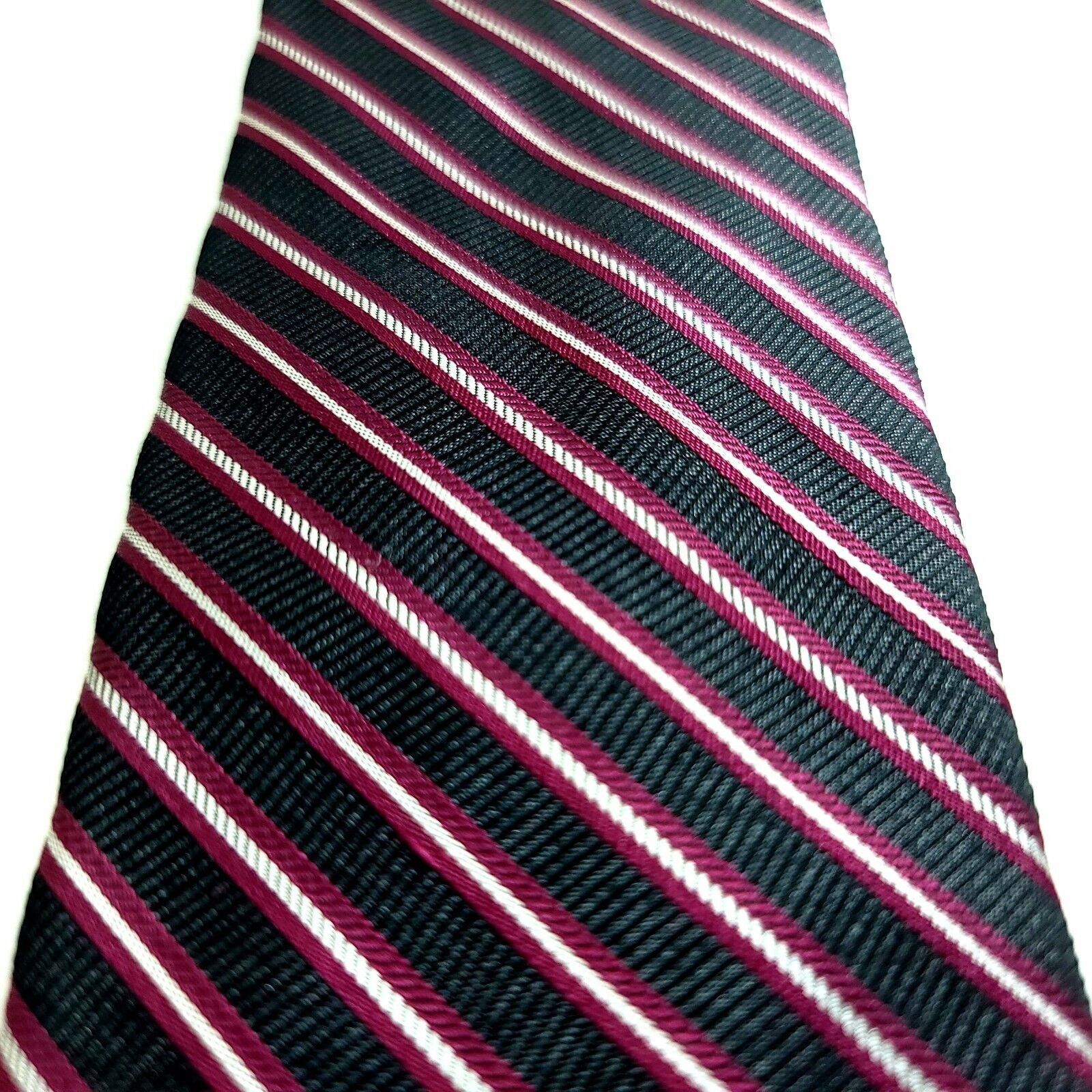 Calvin Klein Calvin Klein Gray Red Striped Woven Skinny Silk Tie Size ONE SIZE - 2 Thumbnail