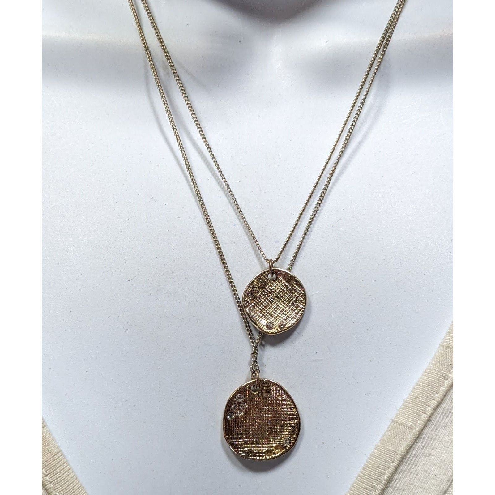Liz Claiborne Liz Claiborne Layered Gold-Tone Necklace With Textured Circu Size ONE SIZE - 4 Thumbnail