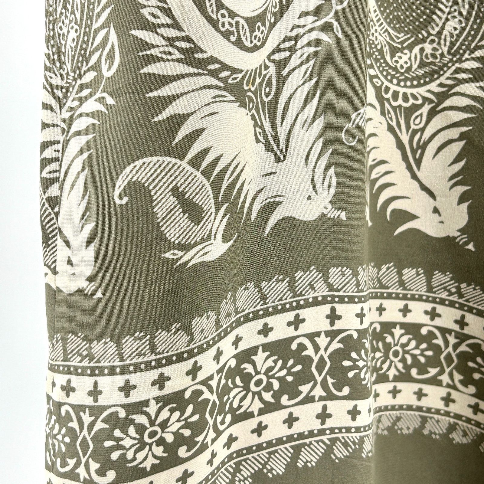 Halston Dusty Sage 100% Silk Paisley Fully Lined Maxi Wrap Skirt Size 36" / US 14 / IT 50 - 3 Thumbnail