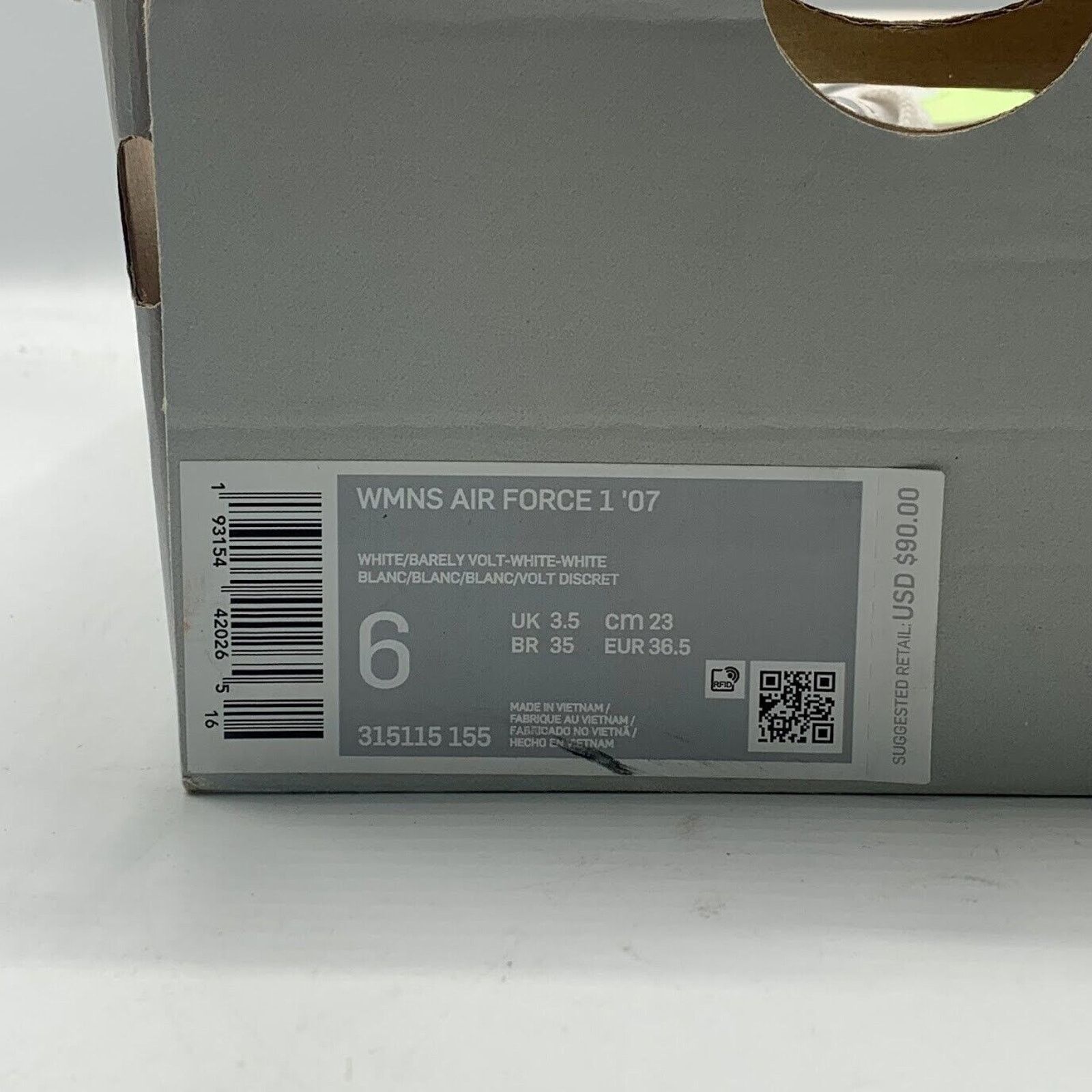 Nike NEW Nike Air Force 1 '07 White Volt Women's 315115 155 Size US 6 / EU 39 - 10 Thumbnail