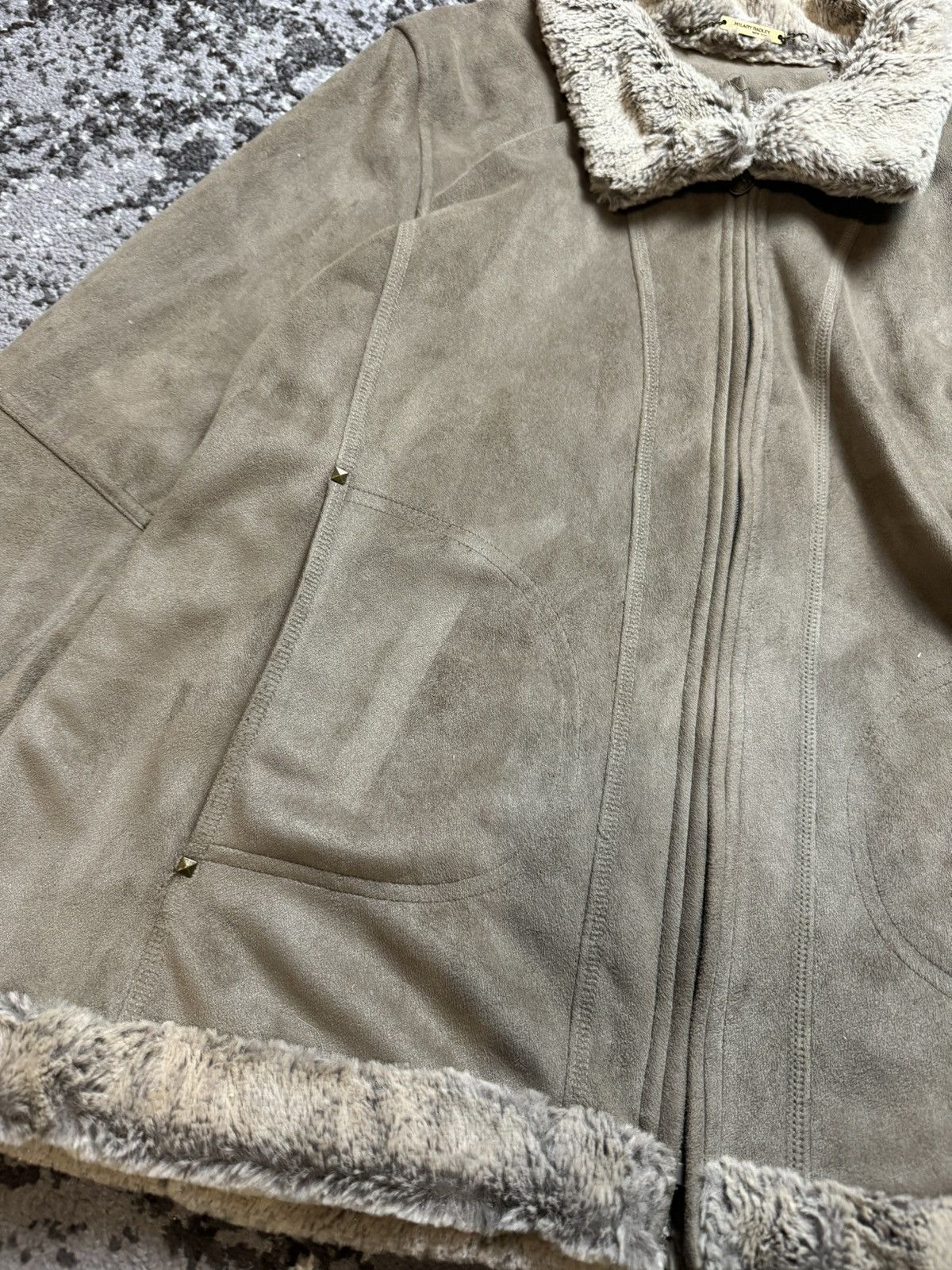 If Six Was Nine × Vintage Vintage Y2K Suede Leather Style Fur Faux Collar Sleeve Jack Size US XL / EU 56 / 4 - 4 Thumbnail