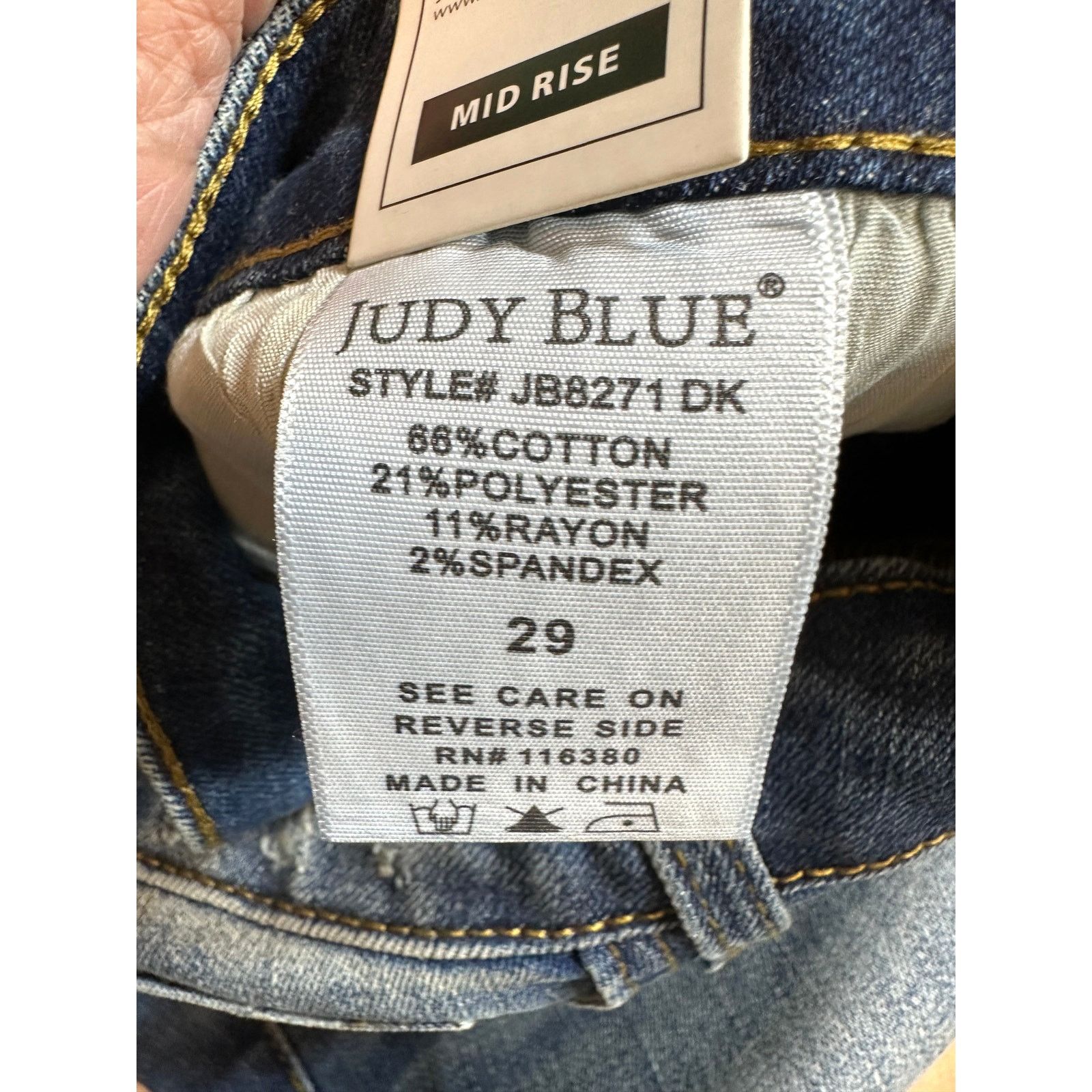 Judy Blue Judy Blue Adelene Mid Rise Cuffed Jeans Dark Blue 29 Size 29" - 13 Thumbnail