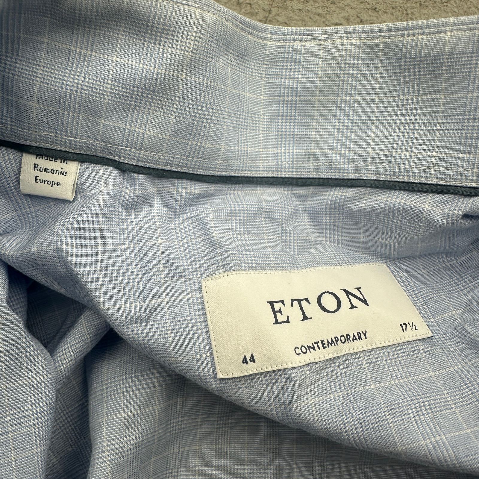 Eton Eton Poplin Graph Plaid 17.5 44 XL Shirt Men Button Up Blue Size US XL / EU 56 / 4 - 4 Thumbnail