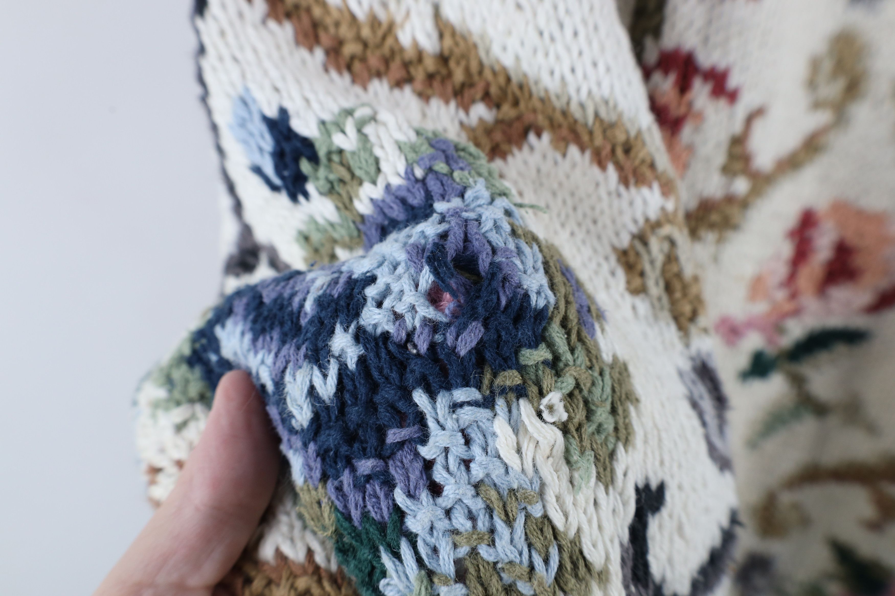Vintage Vintage 90s Country Primitive Knit Flower Floral Sweater Size M / US 6-8 / IT 42-44 - 6 Thumbnail