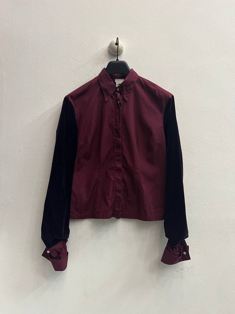 Dries Van Noten 90s Dries Van Noten Velvet Sleeve Shirt Size US S / EU 44-46 / 1 - 1 Thumbnail