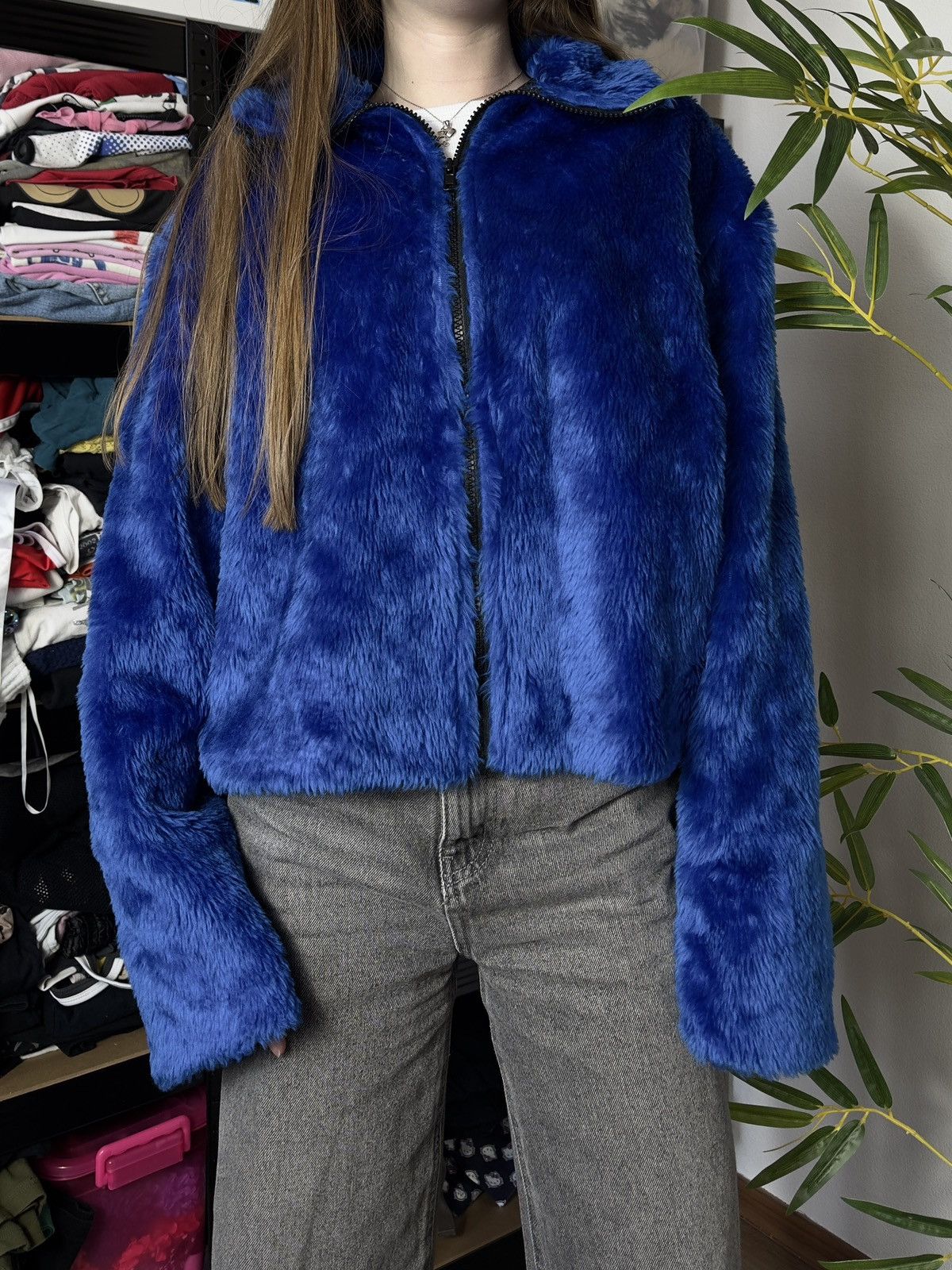 Vintage AVANT GARDE FLUFFY MOHAIR ULTRAMARINE FAUX FUR COAT JACKET Size M / US 6-8 / IT 42-44 - 9 Thumbnail