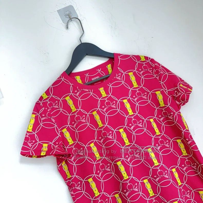 Hermes Hermes Rose red short-sleeved shirt, 100% cotton Size XS / US 0-2 / IT 36-38 - 3 Thumbnail
