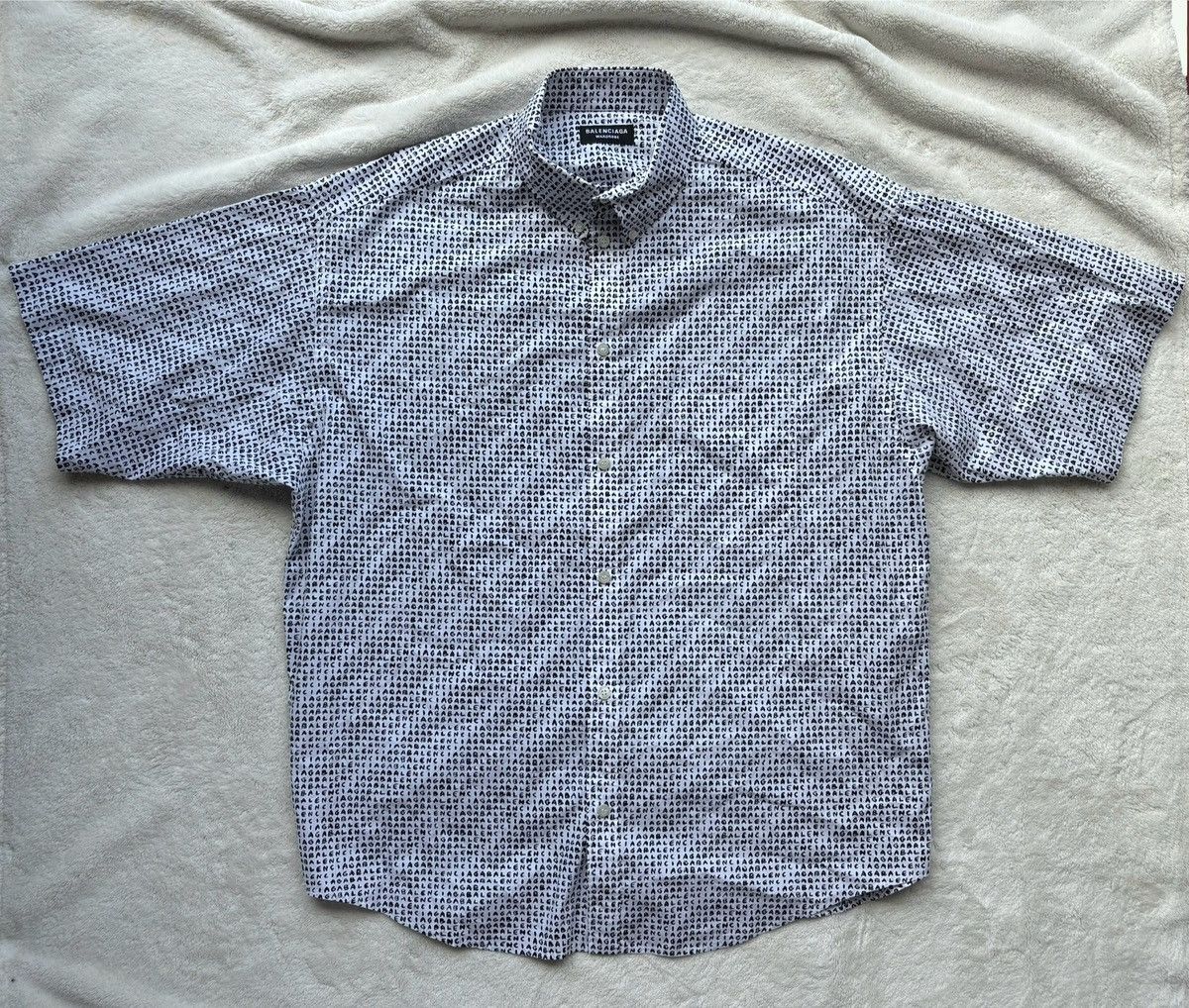 Balenciaga Balenciaga Black/White ‘All Over Logo’ Button Shirt Size US XL / EU 56 / 4 - 1 Thumbnail