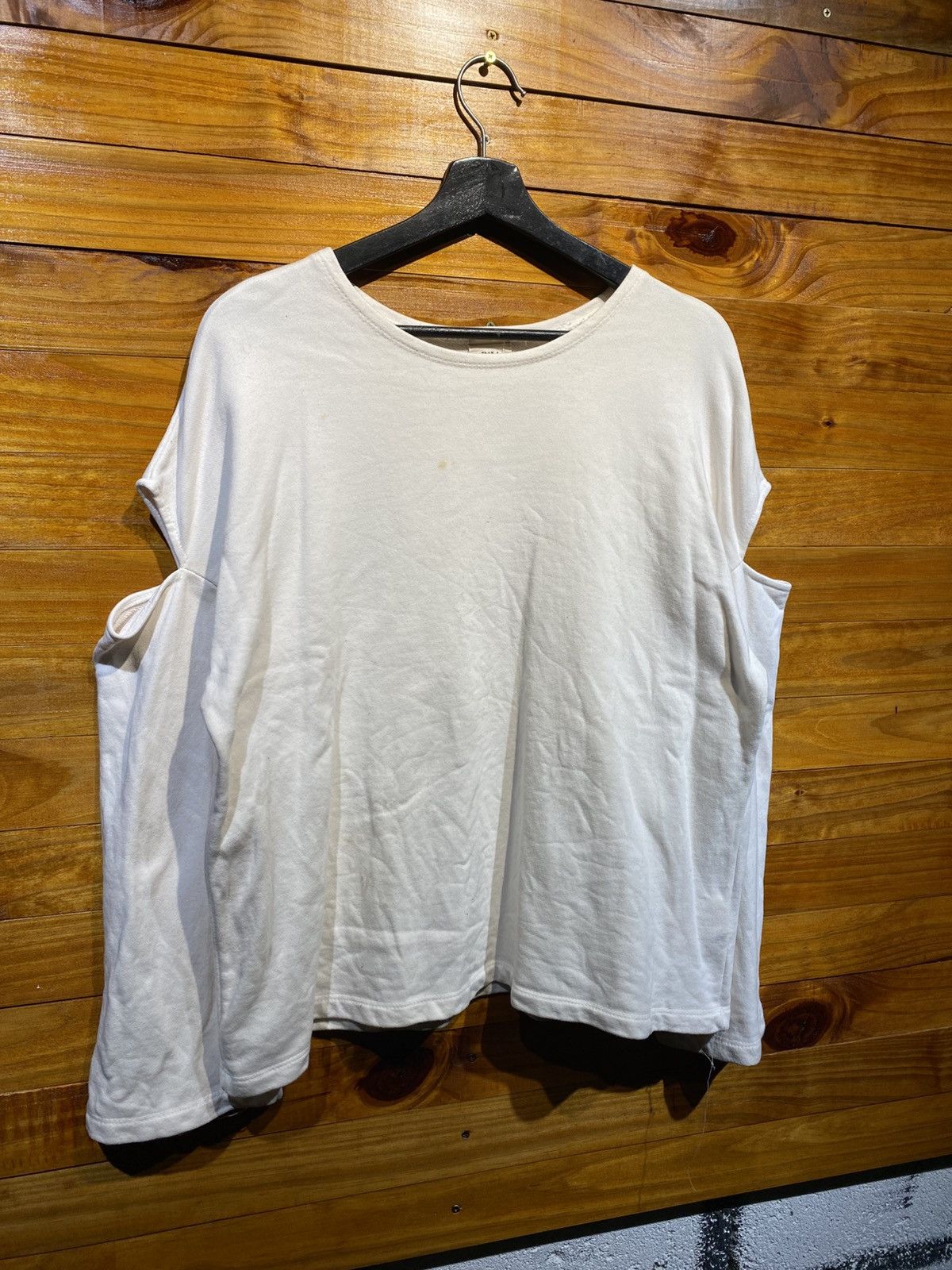 Japanese Brand Vintage RiLi Tokyo White Cotton Cut-Out Sleeve Top – Unisex Size M / US 6-8 / IT 42-44 - 5 Thumbnail