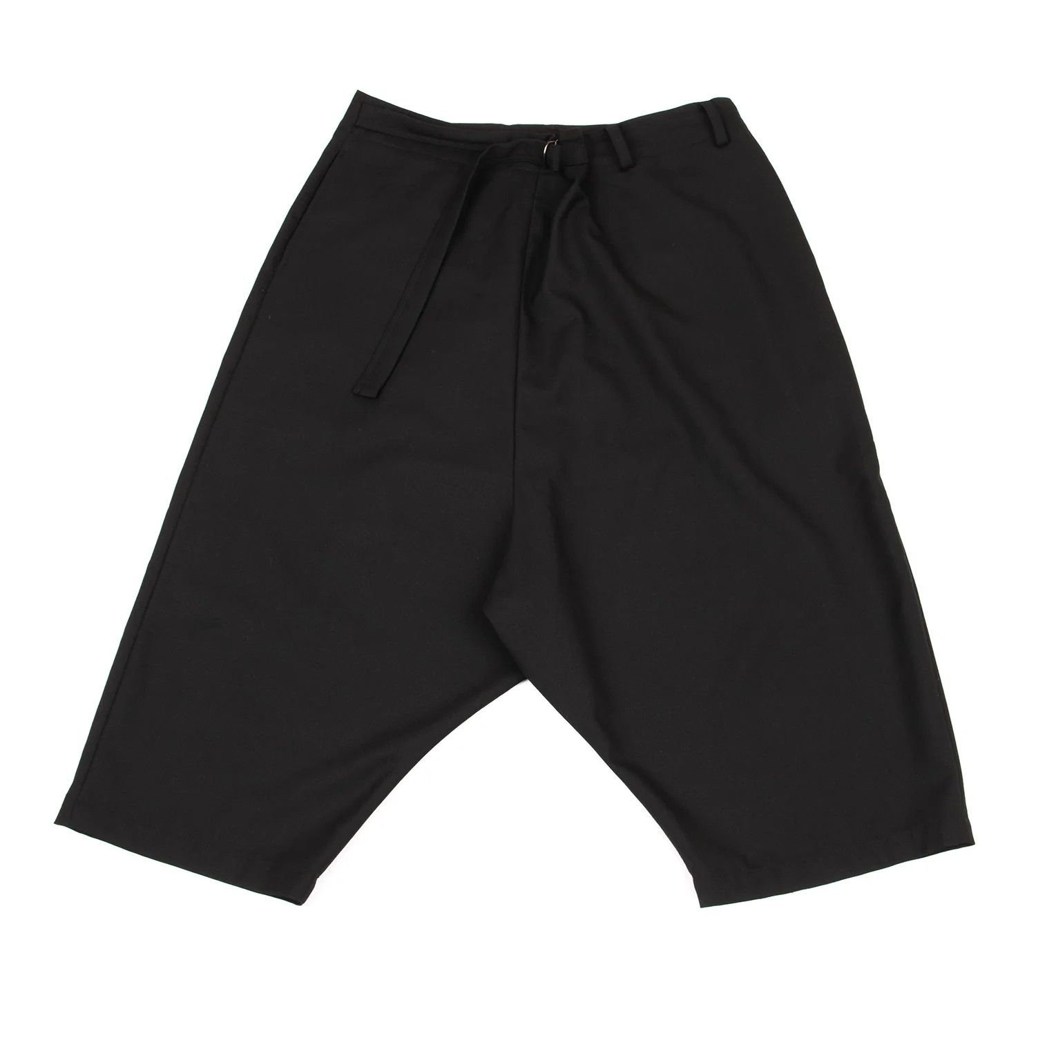 Yohji Yamamoto Wool-Poly Gabardine Belted Sarouel Pants in Black Size US 34 / EU 50 - 1 Thumbnail
