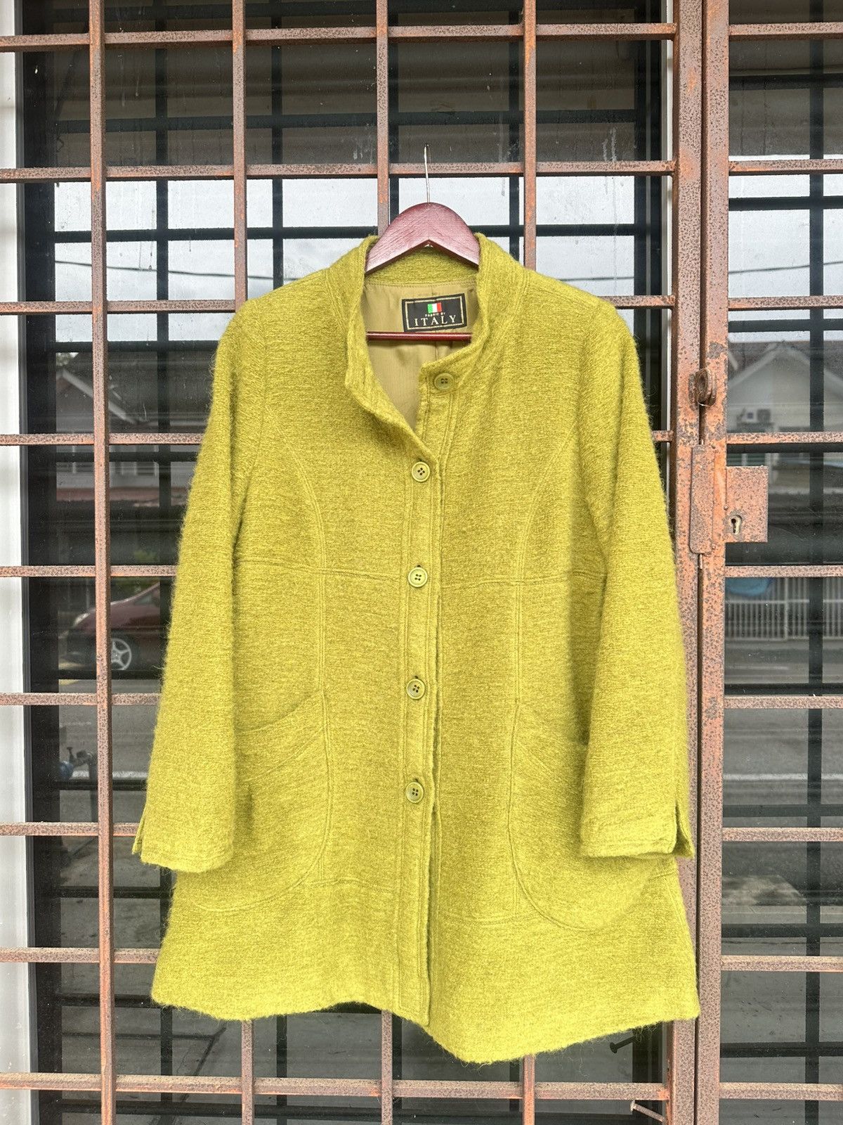 Vintage Wool Long Jacket Italian Fabric Size M / US 6-8 / IT 42-44 - 2 Thumbnail