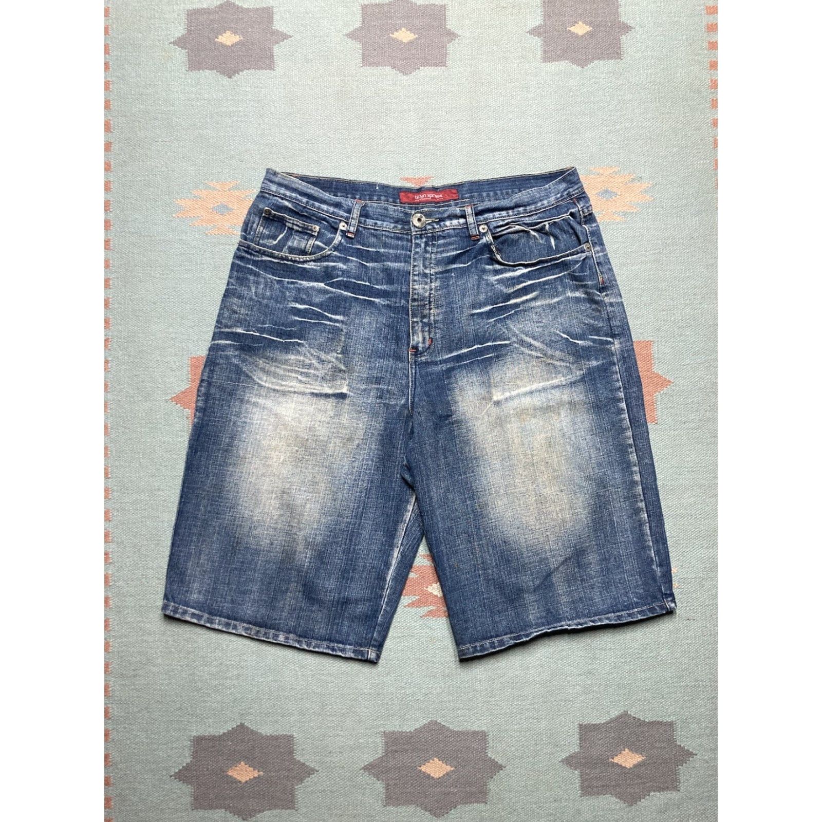 Southpole VINTAGE Brooklyn Xpress Baggy Jeans Shorts Jorts Men 40 Blue Wide Leg Skater 90s Southpole Size US 40 / EU 56 - 4 Thumbnail