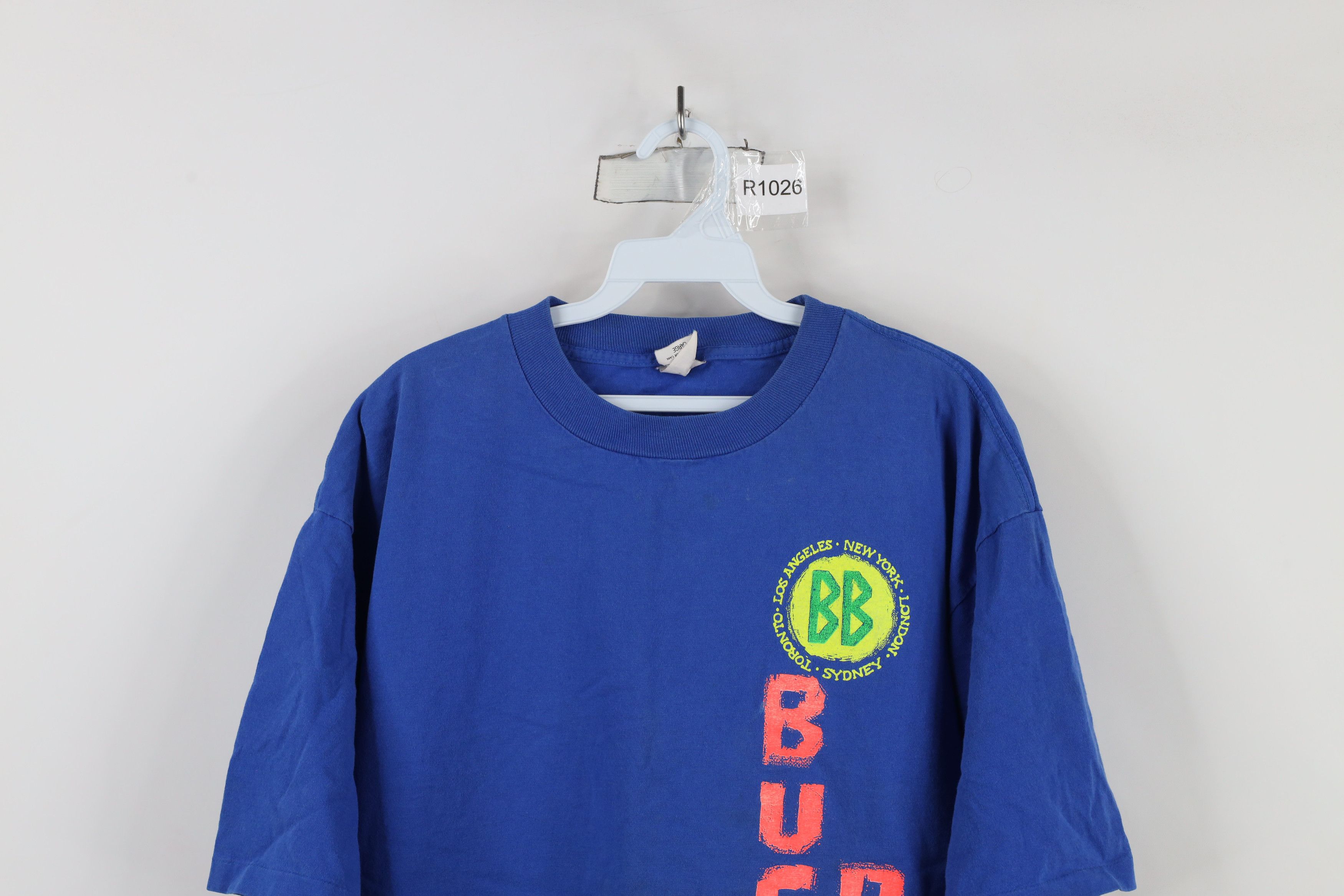 Vintage Vintage 90s Bugle Boy Spell Neon Surfing T-Shirt Blue USA Size US L / EU 52-54 / 3 - 2 Thumbnail