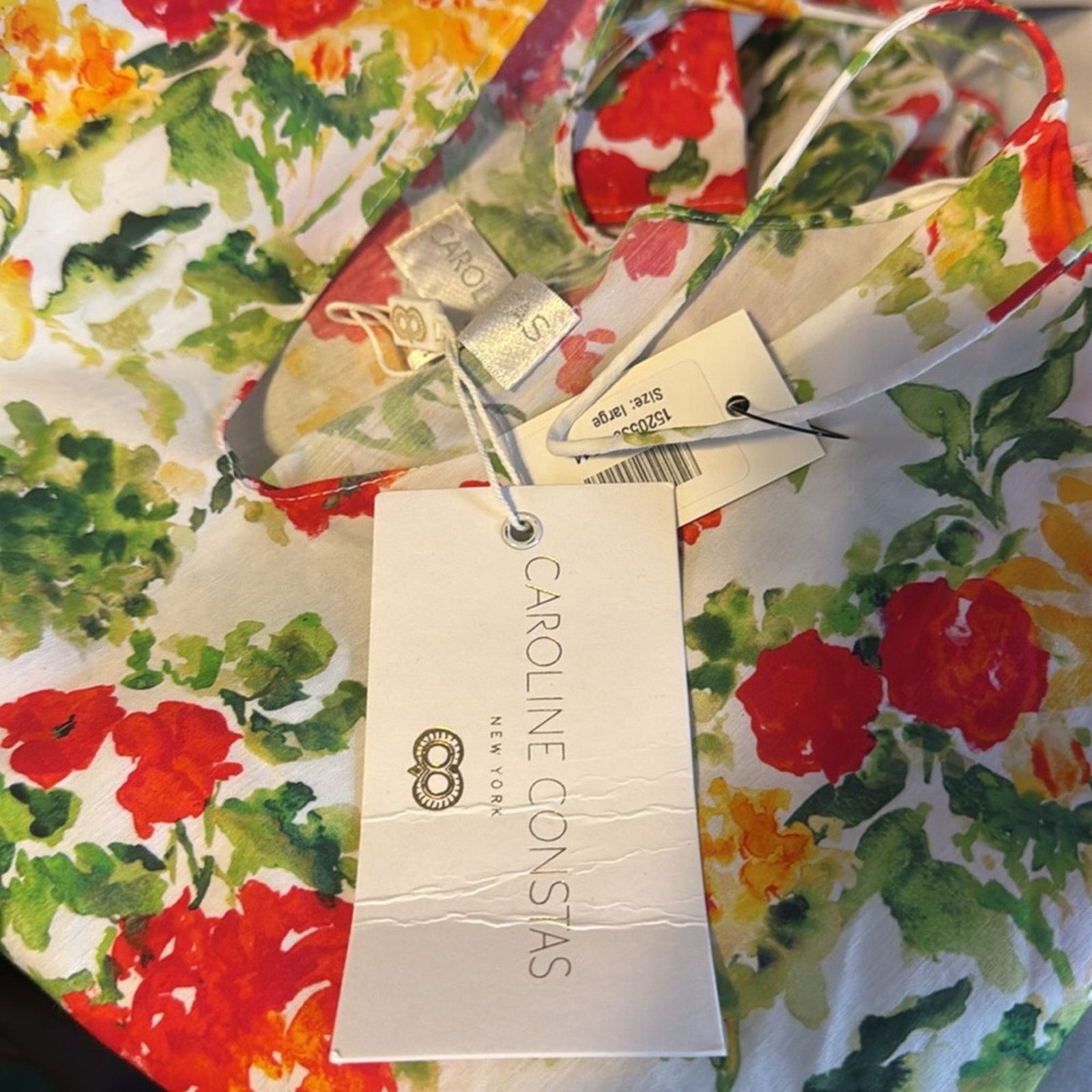 CAROLINE CONSTAS Laurel ruffled floral print cotton blend poplin mini dress Size L / US 10 / IT 46 - 7 Thumbnail