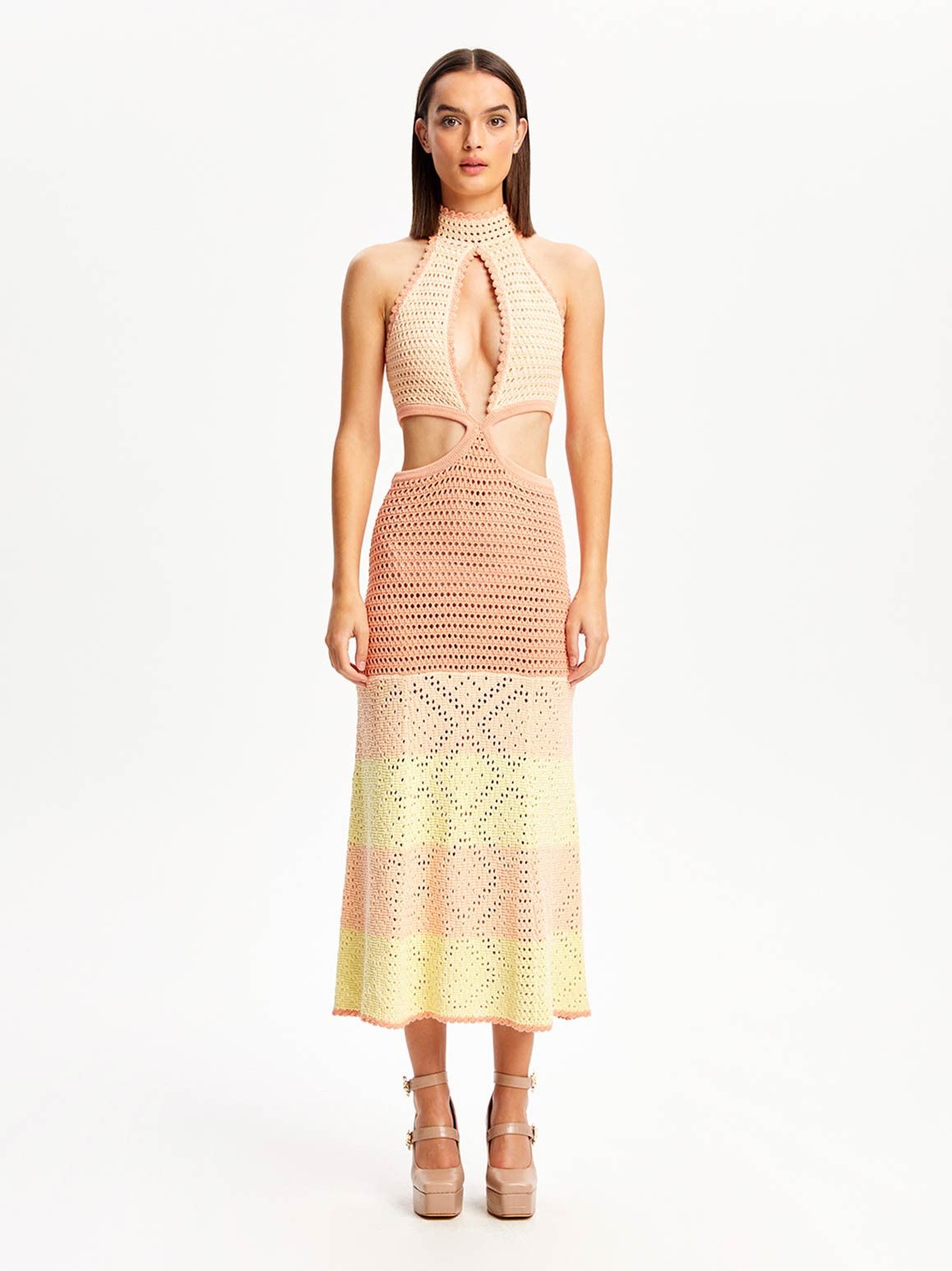 knee length dresses for ladies VESPERA DRESS IN NUDE PINK | CULT MIA main image 0