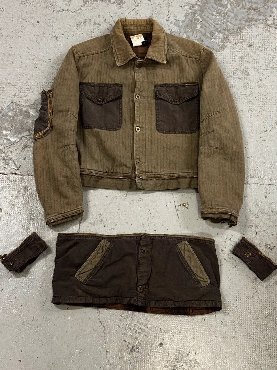 Dolce & Gabbana AW2003 Dolce & Gabbana Khaki Military Cargo Removable Jacket Size US M / EU 48-50 / 2 - 1 Thumbnail
