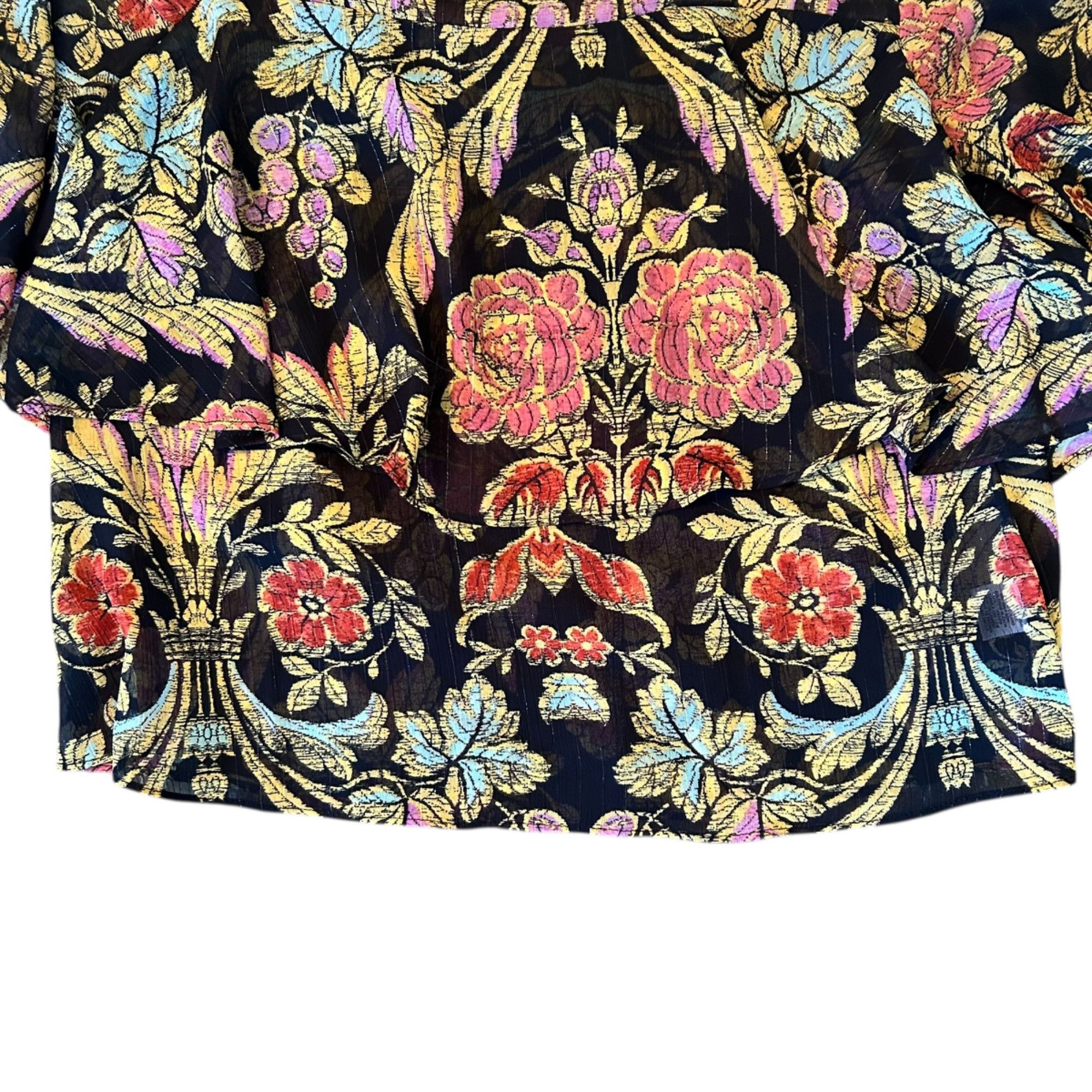 Other Belle + Sky Boho Semi Sheer Metallic Woven Floral Top Size XS / US 0-2 / IT 36-38 - 5 Thumbnail