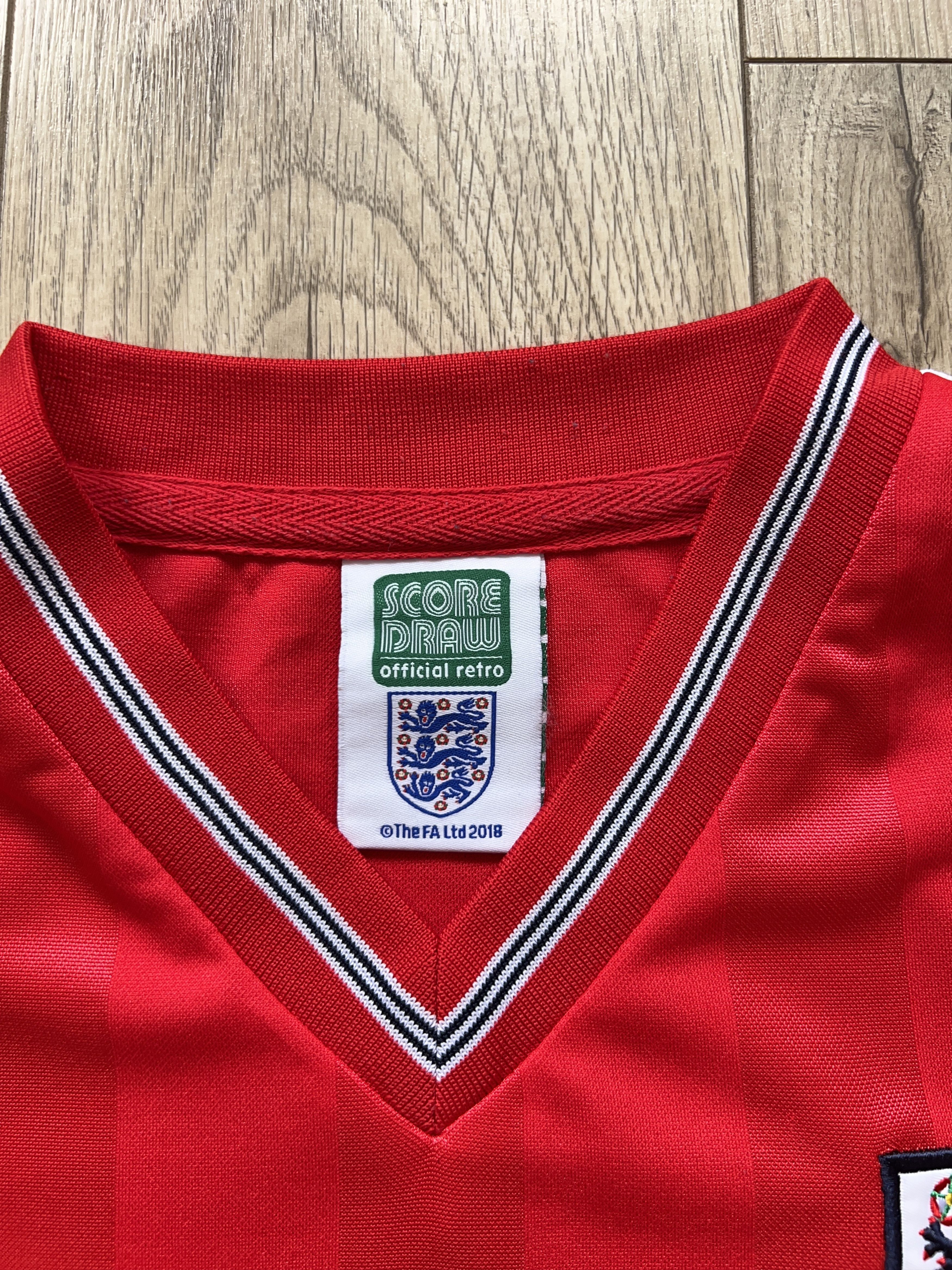 Vintage Score Draw England 1980s National Team Vintage Red T Shirt Size US L / EU 52-54 / 3 - 2 Thumbnail