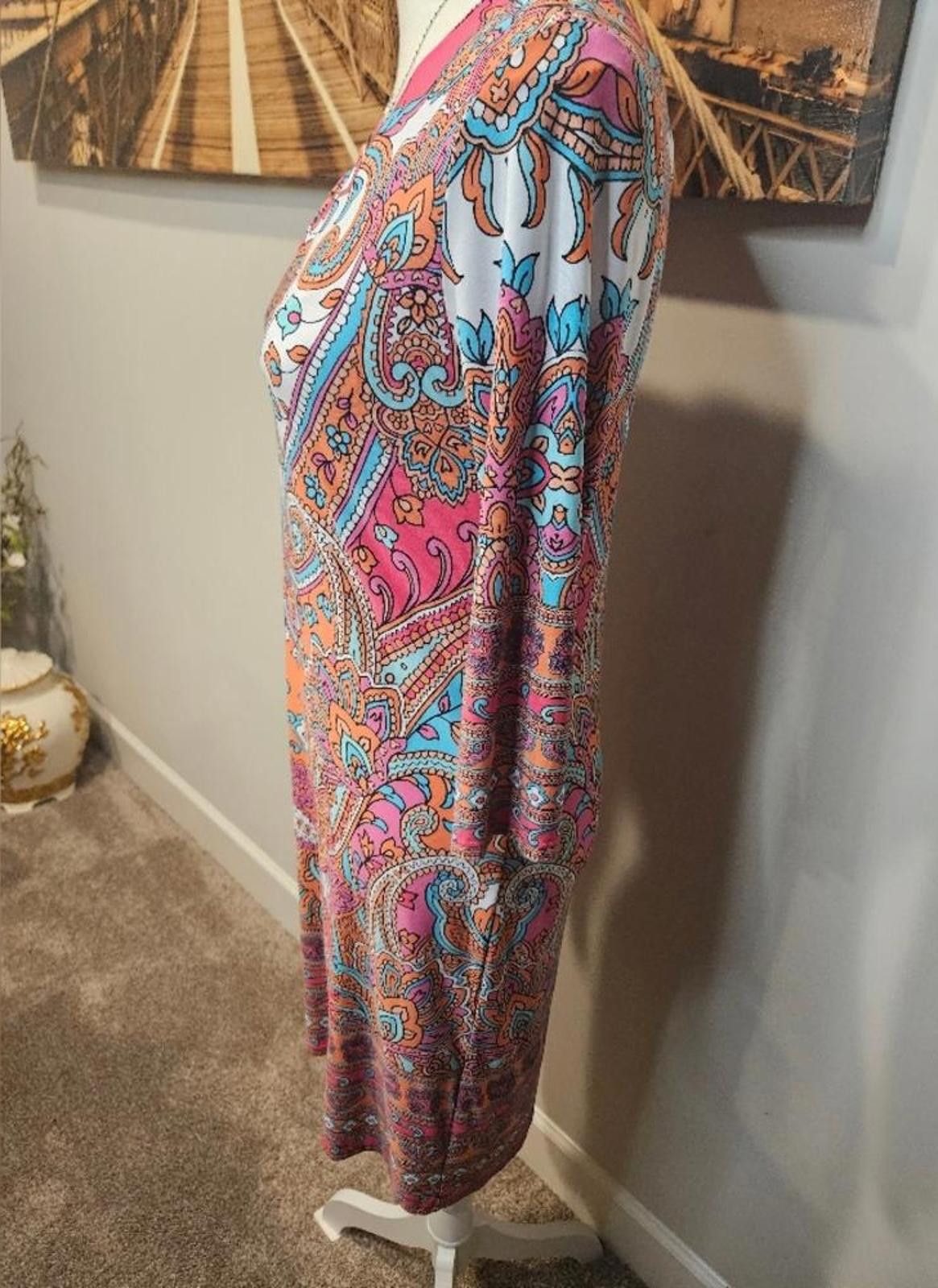 Designer Tiana B Vibrant Print Dress - Bohemian Style H115 Size S / US 4 / IT 40 - 3 Thumbnail