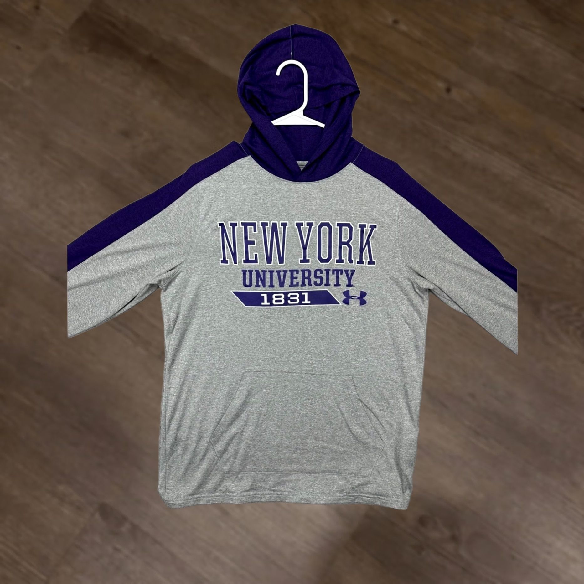 Under Armour VINTAGE New York University Under Armour Shirt Mens Medium Grey Heatgear Hoodie Pullover Size US M / EU 48-50 / 2 - 1 Thumbnail