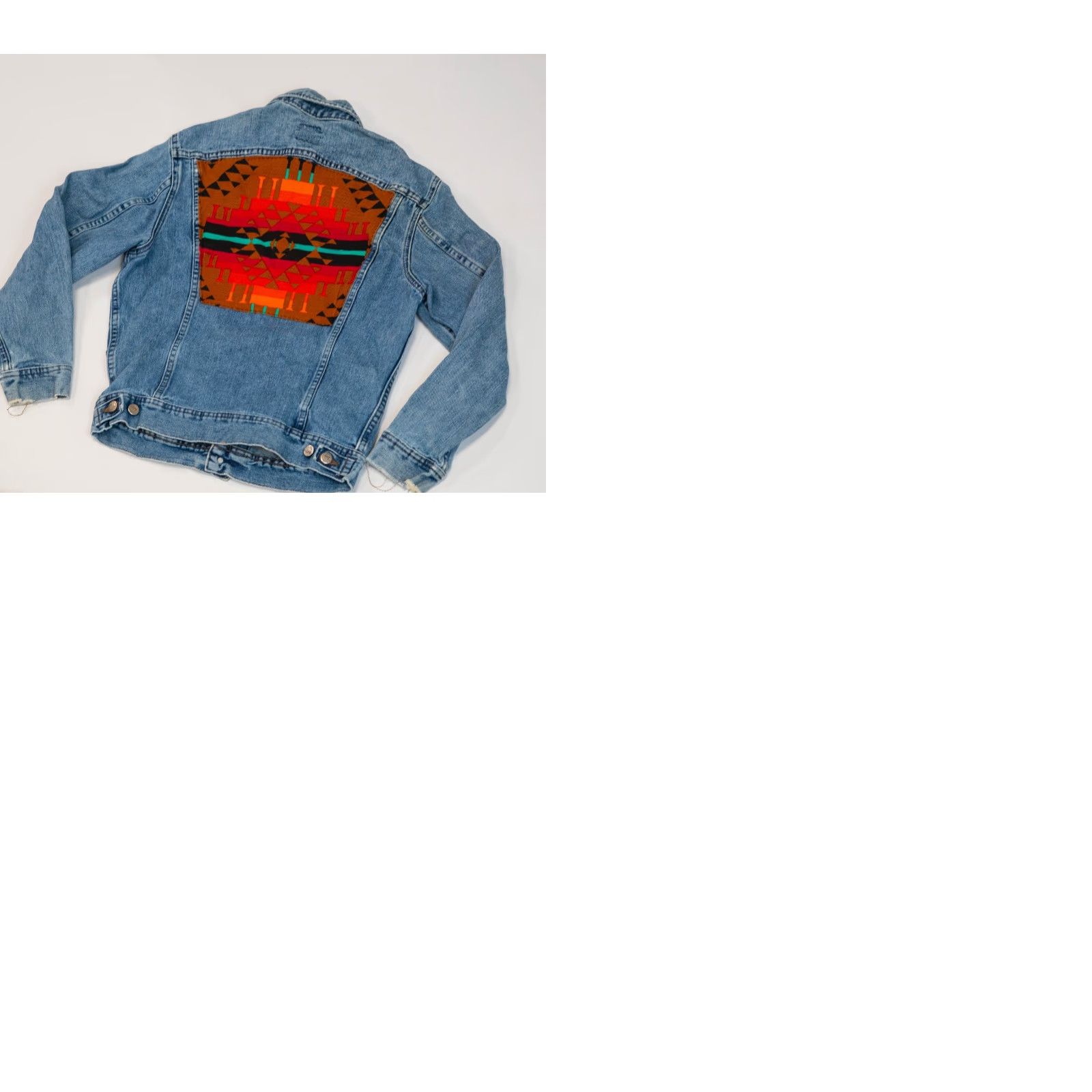 VINTAGE Lee Aztec Denim Jacket Women M Patchwork Trucker Bomber Jacket 80s 90s Western USA Rockabilly VTG Vintage