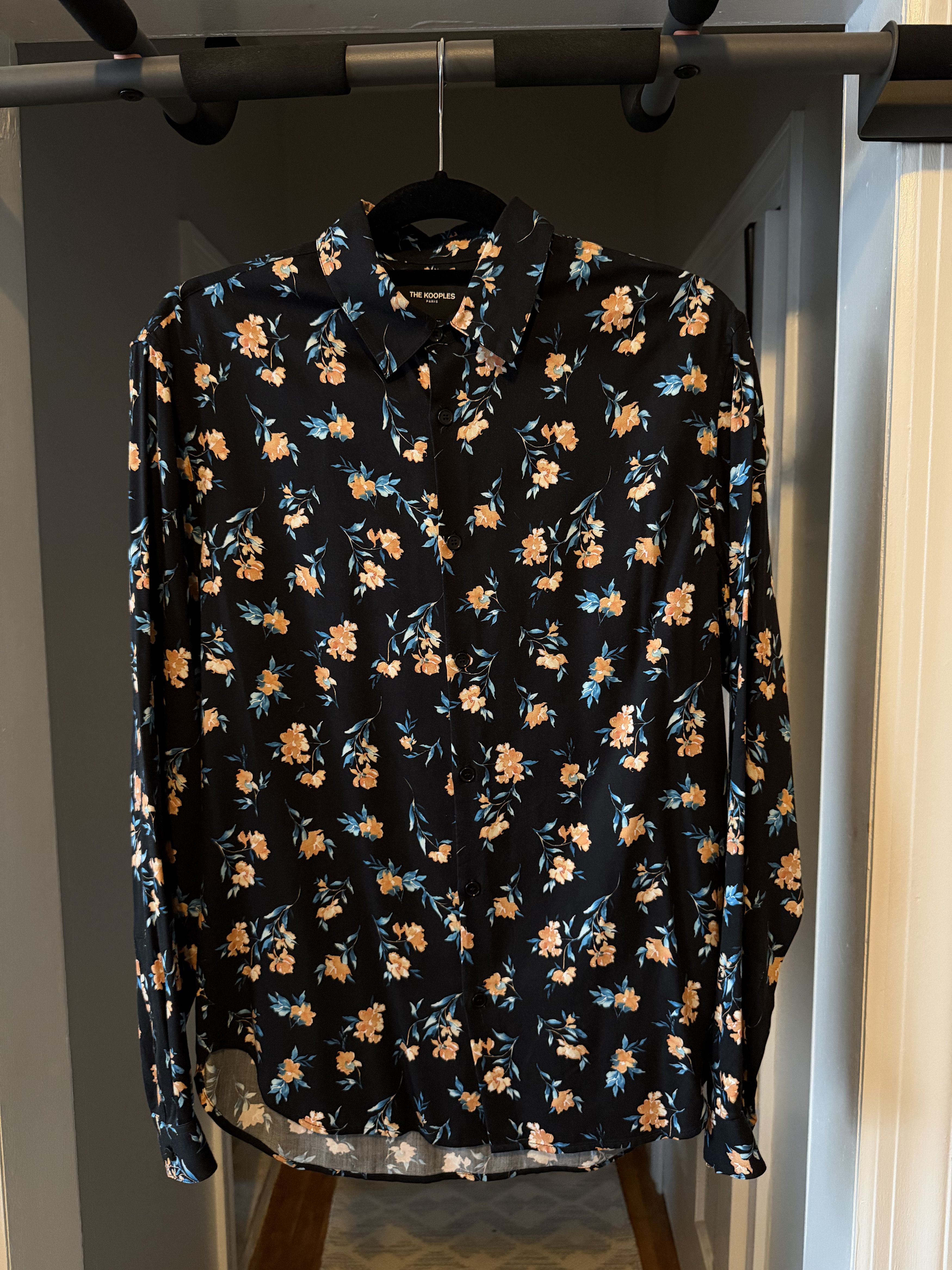 The Kooples The Kooples Black Shirt with Floral Print Size US S / EU 44-46 / 1 - 1 Thumbnail