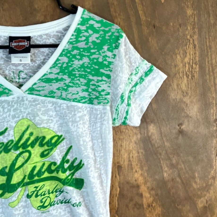 Harley Davidson Harley Davidson Womens Shirt White Sheer Feeling Lucky V Neck Short Sleeve S Size S / US 4 / IT 40 - 5 Thumbnail