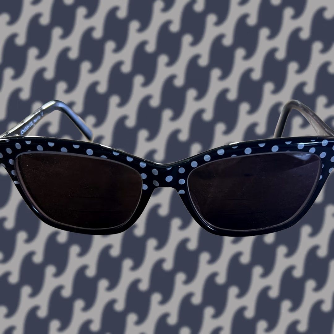 Vintage Jonathan Cate Sunglasses Frames Cat Eye Tutti Fruitti Polka 54 17-135 Black White Polka Dot Womens Retro Italy Frames Only Size ONE SIZE - 1 Thumbnail