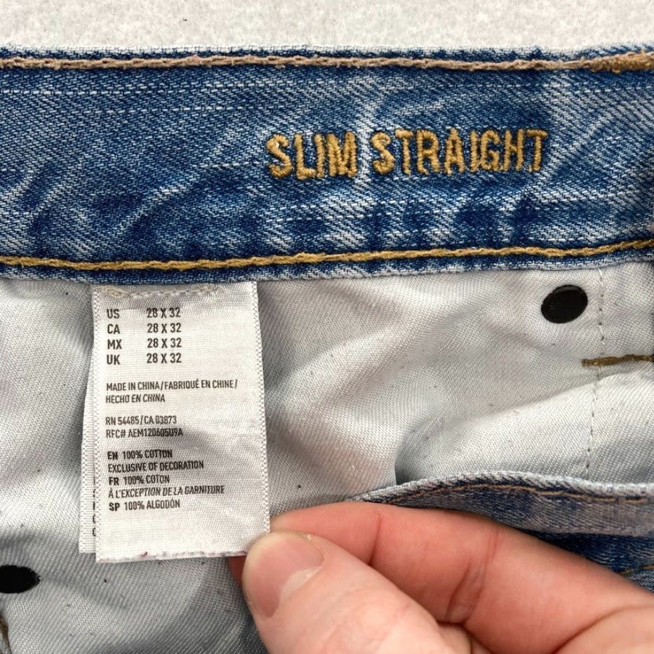 American Eagle Outfitters American Eagle Jeans Mens 28x32 Slim Fit Straight Leg Light Wash Blue Denim Pant Size US 28 / EU 44 - 5 Thumbnail