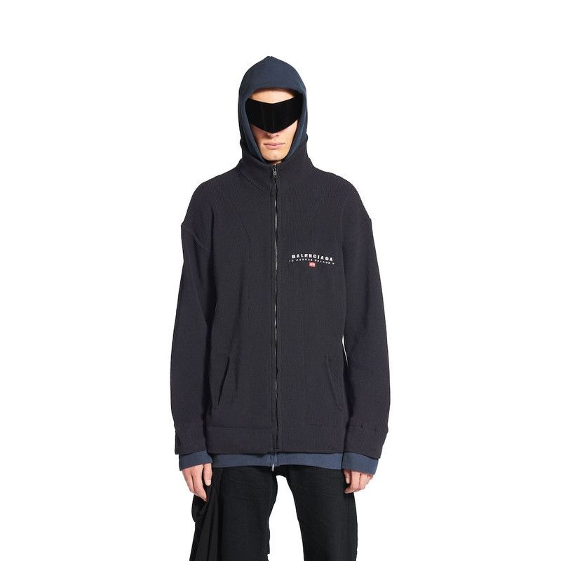 Balenciaga o1in1g0526 Hybrid Zip-Up Cardigan in Black Size US M / EU 48-50 / 2 - 6 Thumbnail