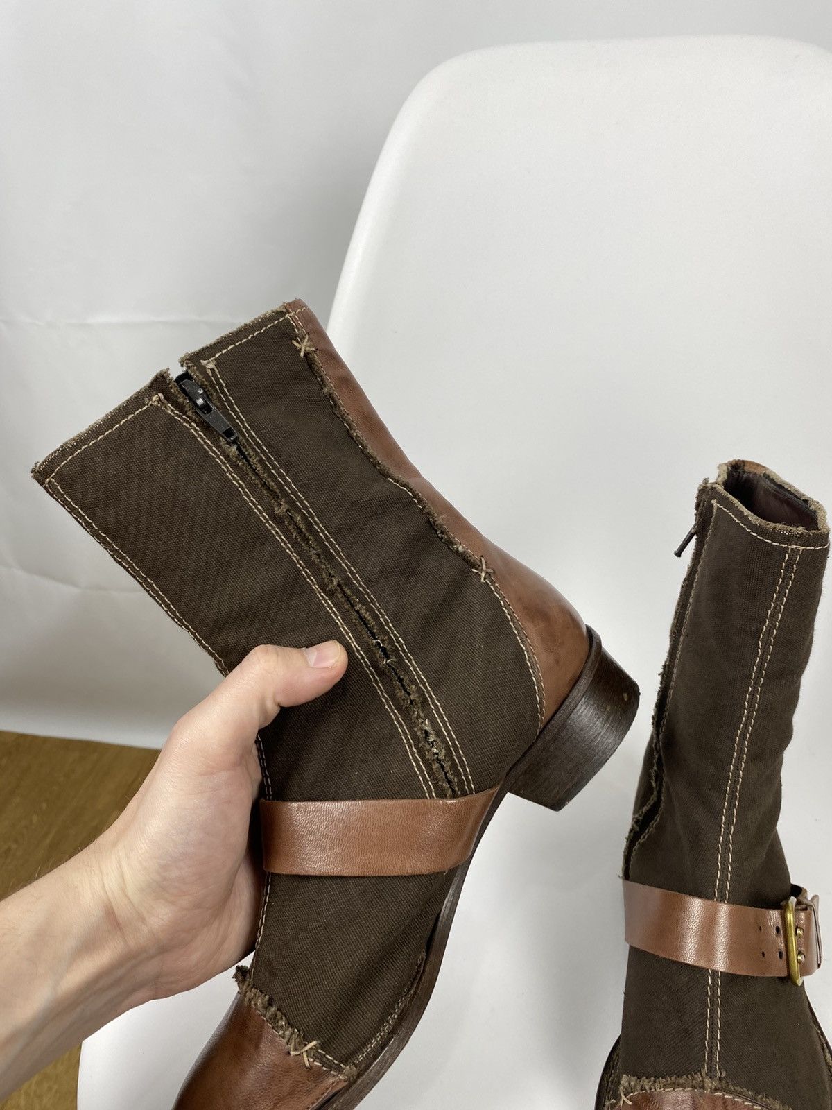 Other Latitude Femme Zip Boots Leather & Canvas size 38 Size US 8 / IT 38 - 7 Thumbnail