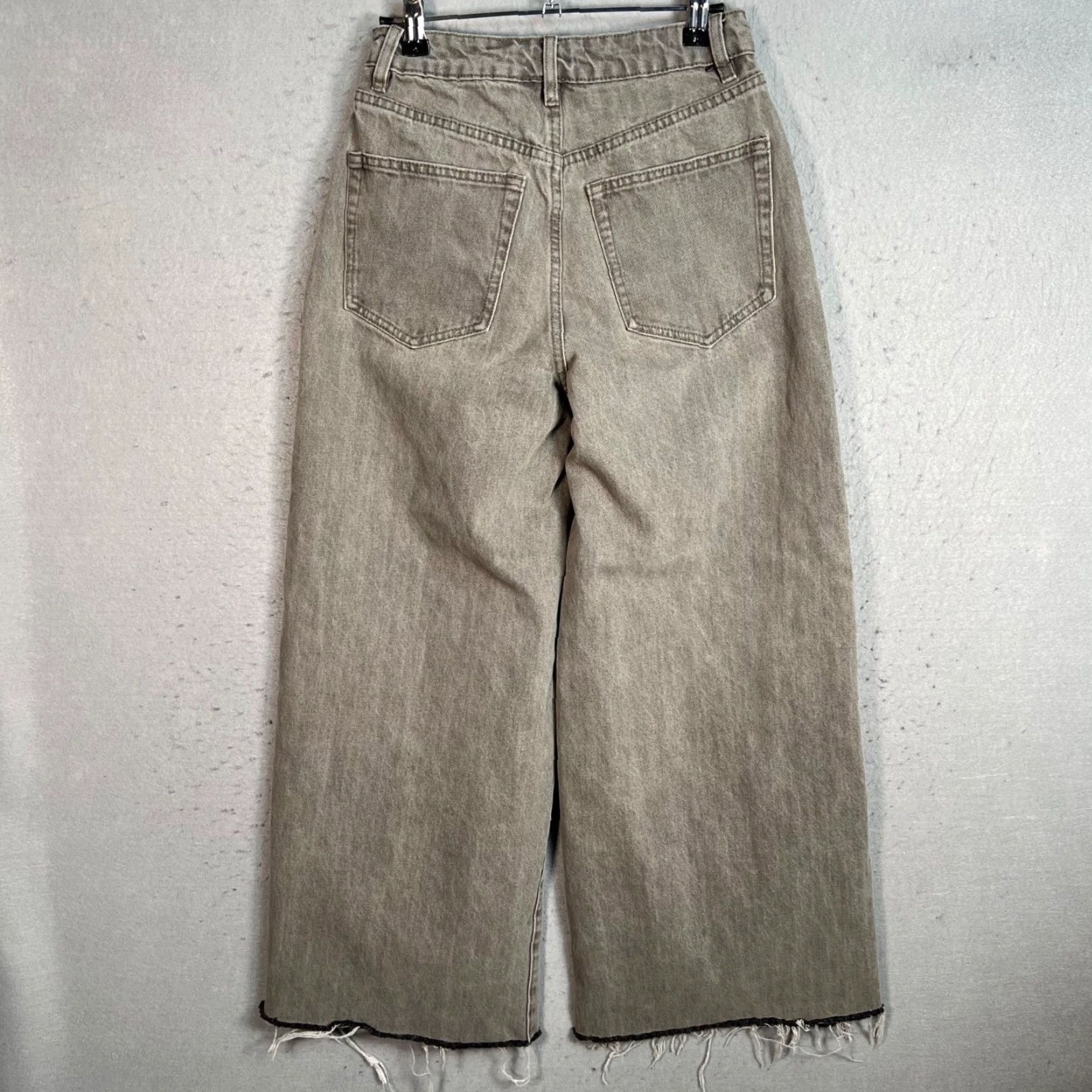 Vintage WeWoreWhat Womens Jeans 25 Distressed Wide-Leg 100% Cotton Taupe Grey Size 42" / US 20 - 2 Thumbnail