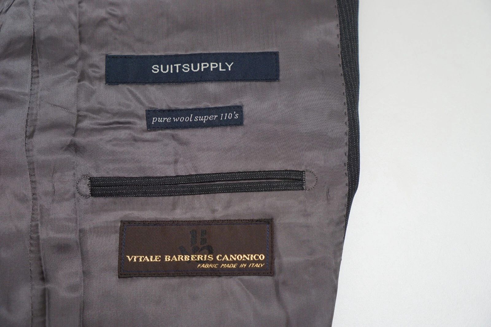 Suitsupply Men Suitsupply Suit Napoli Pinstriped Grey Wool 110 UK/US38 Size 38R - 5 Thumbnail
