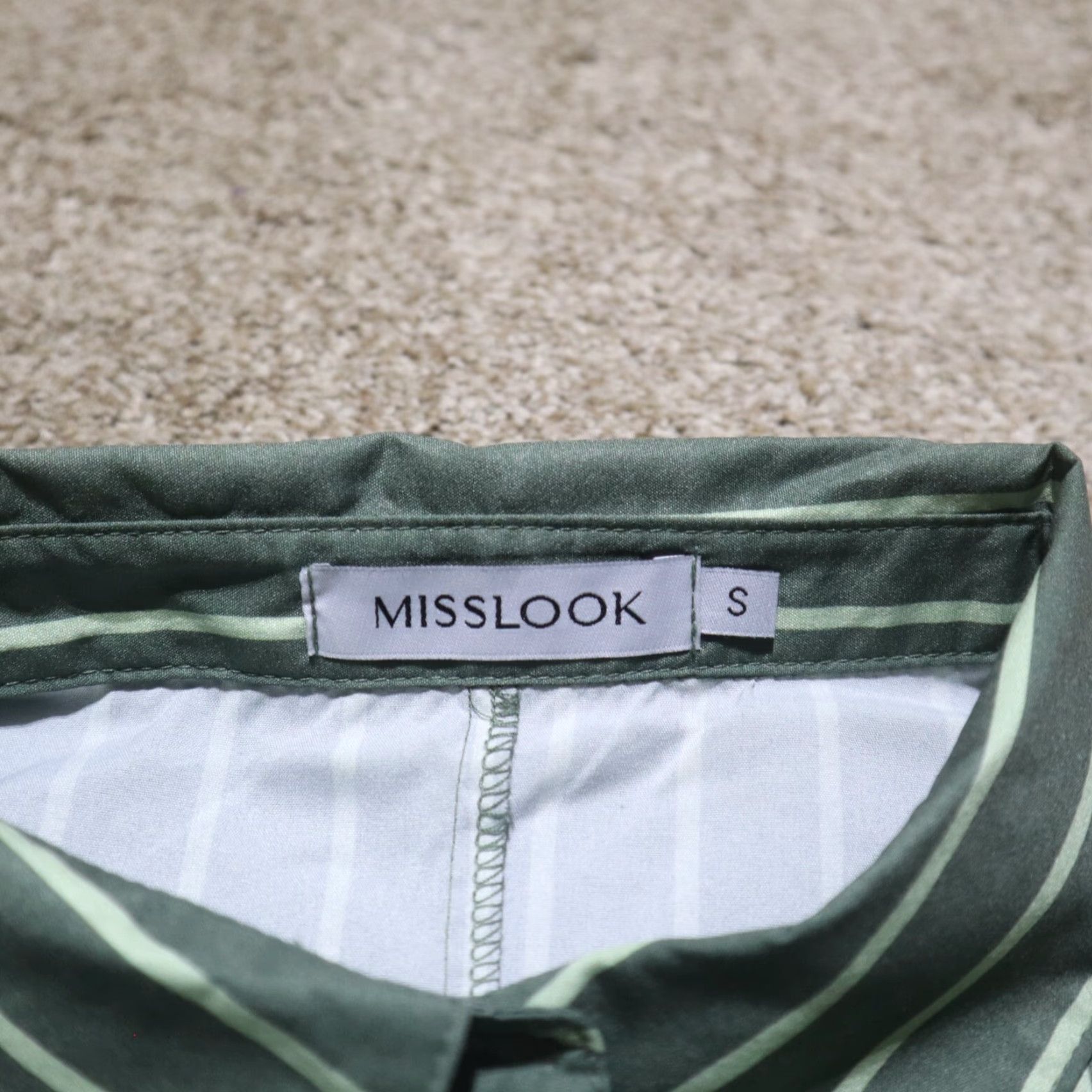 Vintage Misslook Shirt Women S Green Striped Blouse Adult Small Size S / US 4 / IT 40 - 3 Thumbnail