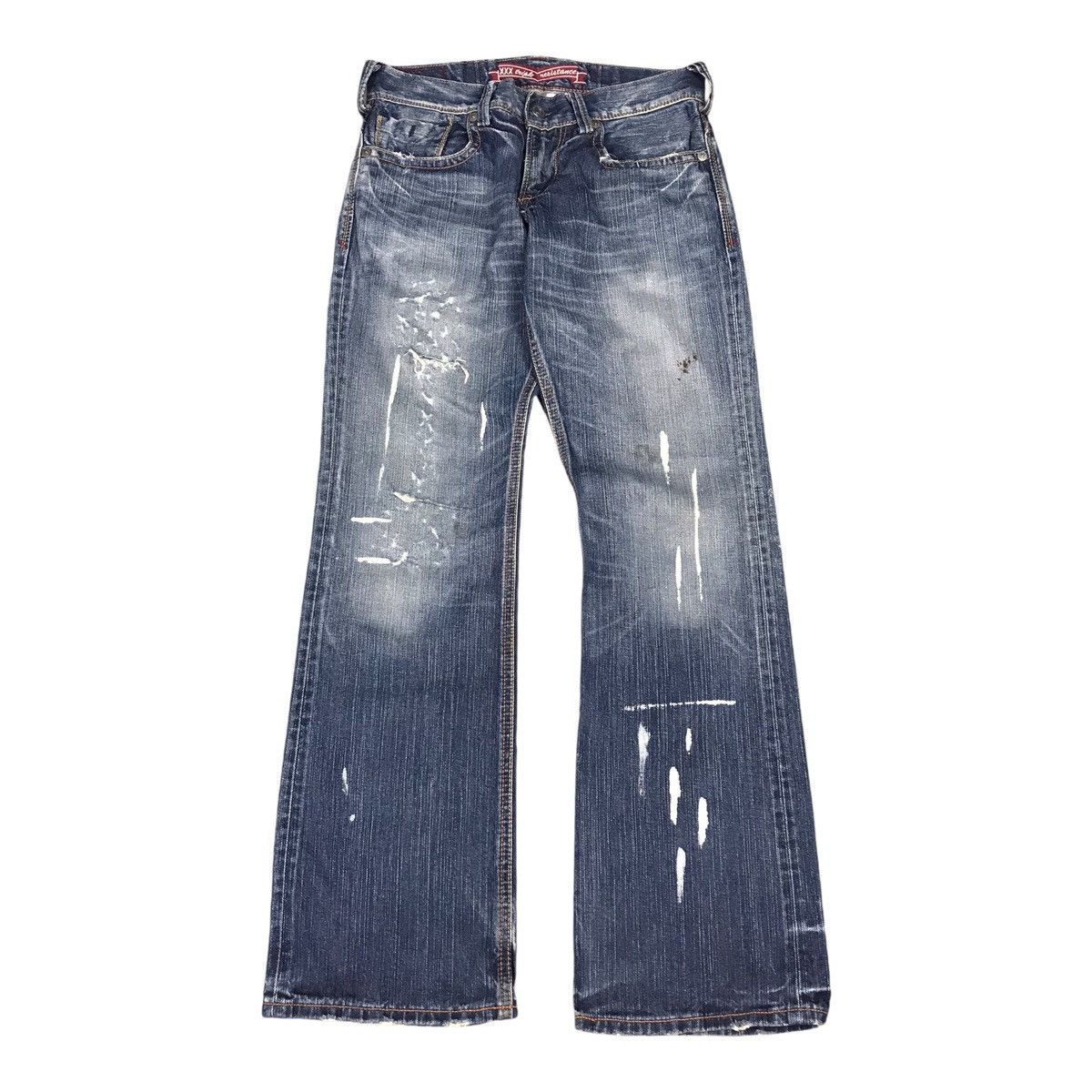 Beauty Beast × Japanese Brand FLARE LIBERTO XXX DENIM DESIGN ACID DISTRESSED BOOTCUT JEANS Size US 30 / EU 46 - 1 Thumbnail