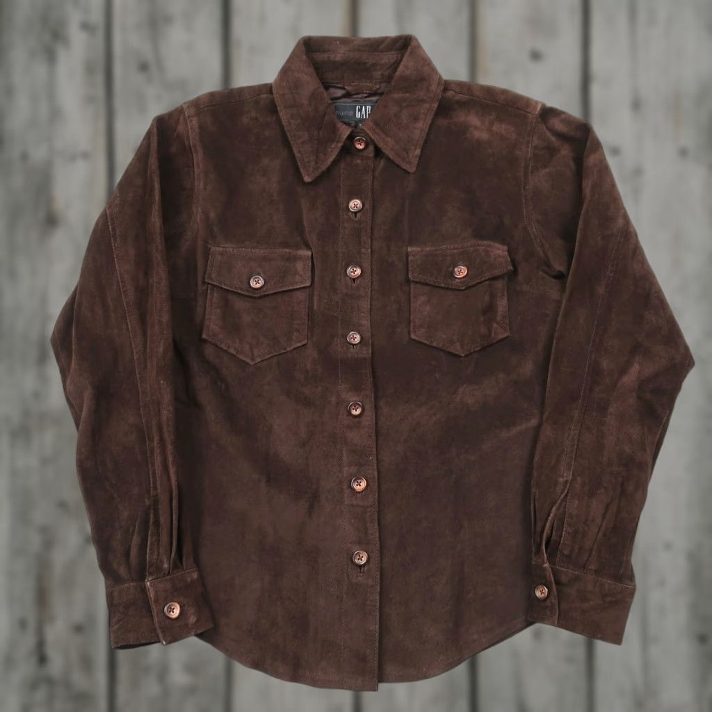 Gap VINTAGE GAP Brown Leather Suede Jacket Western Women Button Up XS Size XS / US 0-2 / IT 36-38 - 1 Thumbnail