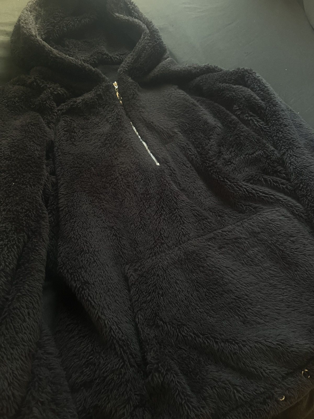Other Black Furry Sherpa Quarter Zip Fleece Hoodie Size US M / EU 48-50 / 2 - 5 Thumbnail