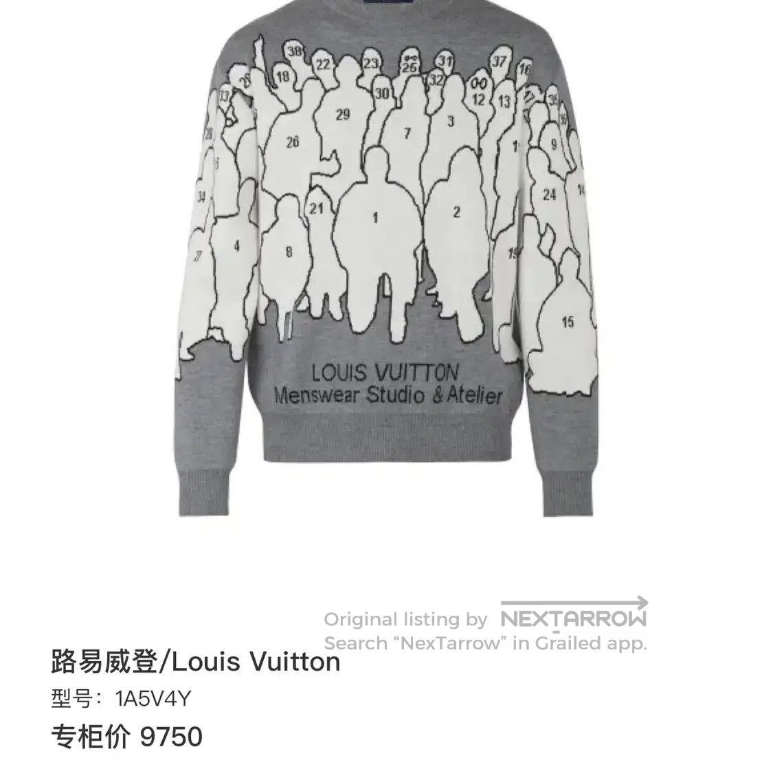 Louis Vuitton Louis Vuitton Gray Wool Blend Logo Sweater . Size S / US 4 / IT 40 - 5 Thumbnail
