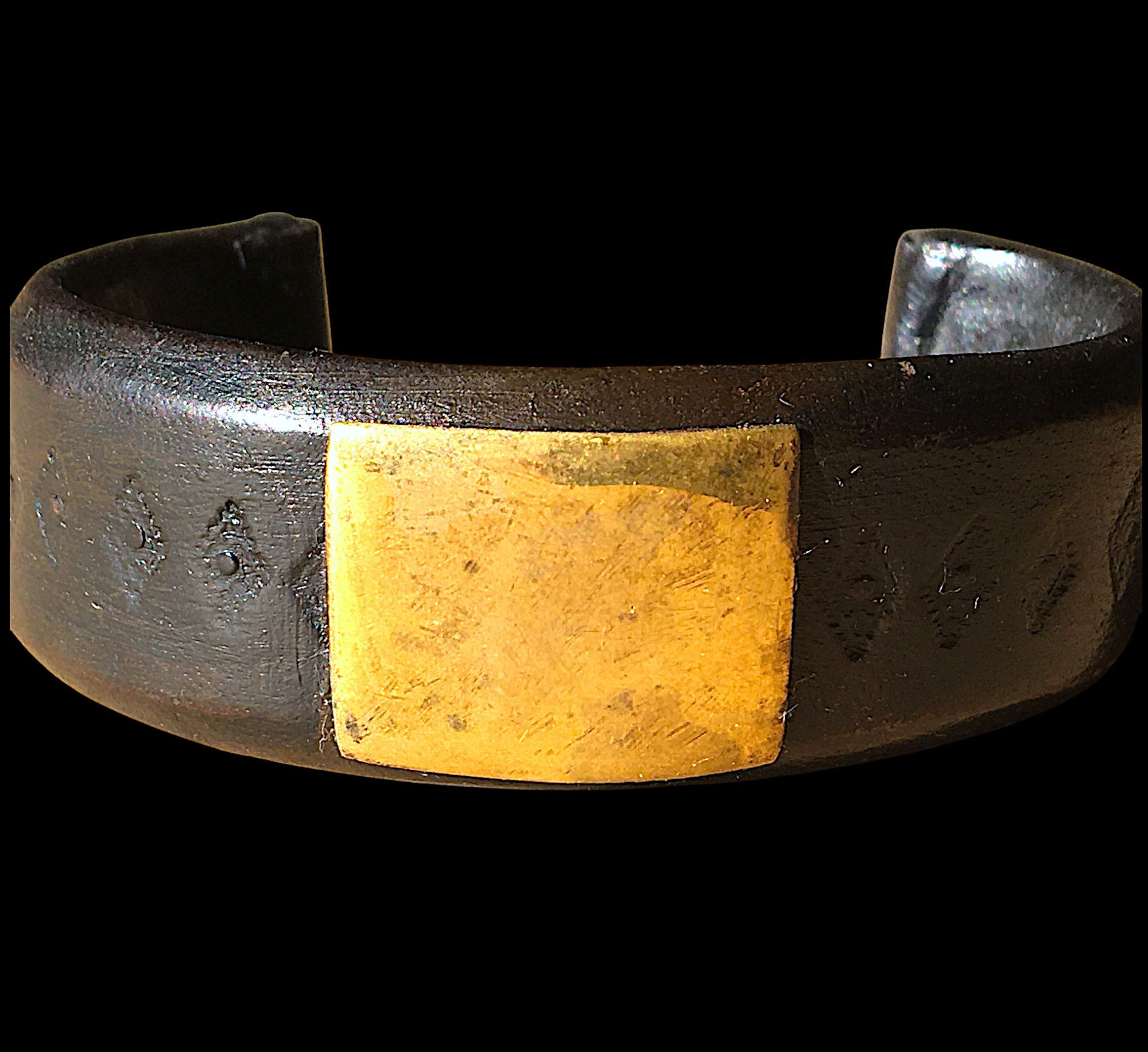 Vintage Tuareg Leather and Brass Cuff Bracelet – Algeria 1970s Size ONE SIZE - 1 Thumbnail