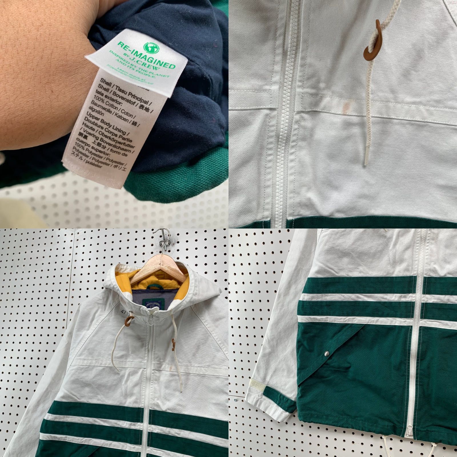 J.Crew J.CREW Jacket Mens Large White Canvas Sportsmen Topsail Colorblock Heavy Thick Size US L / EU 52-54 / 3 - 8 Thumbnail