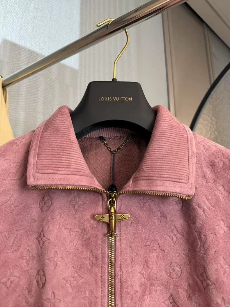 Louis Vuitton Pink Suede Logo Jacket-yf-2507