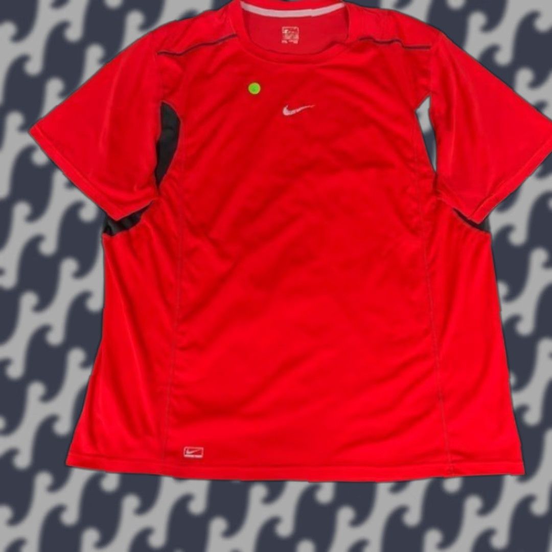 Nike VINTAGE Nike Dri Fit Mens Red Short Sleeve Athletic Training T Shirt 2XL Size US XXL / EU 58 / 5 - 1 Thumbnail