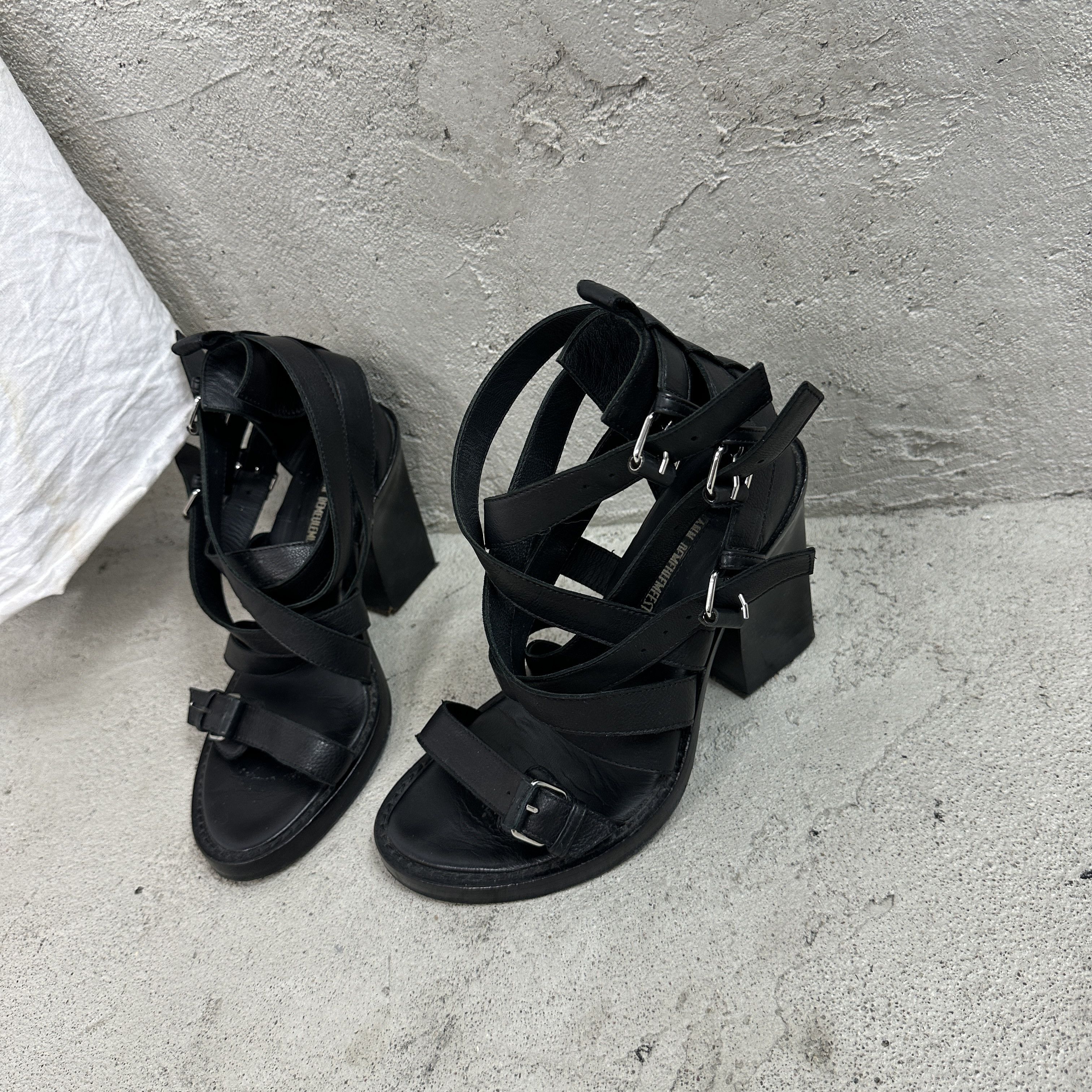 Ann Demeulemeester × Vintage Vintage Leather Opium Grunge Strapped Bondage Heels 00s Size US 7 / IT 37 - 5 Thumbnail