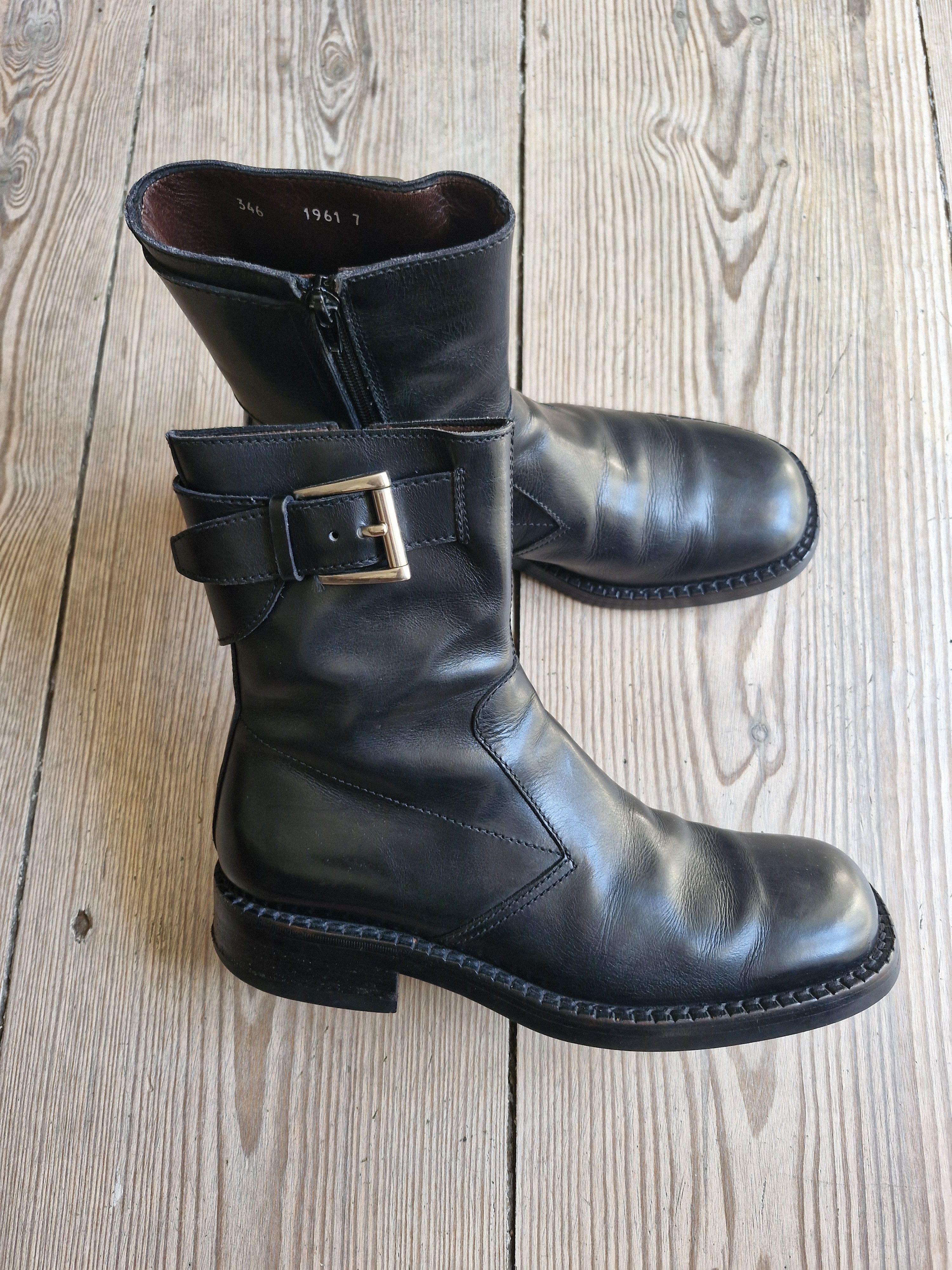 Vintage archive late 90s Prada square-toe side-zip boots