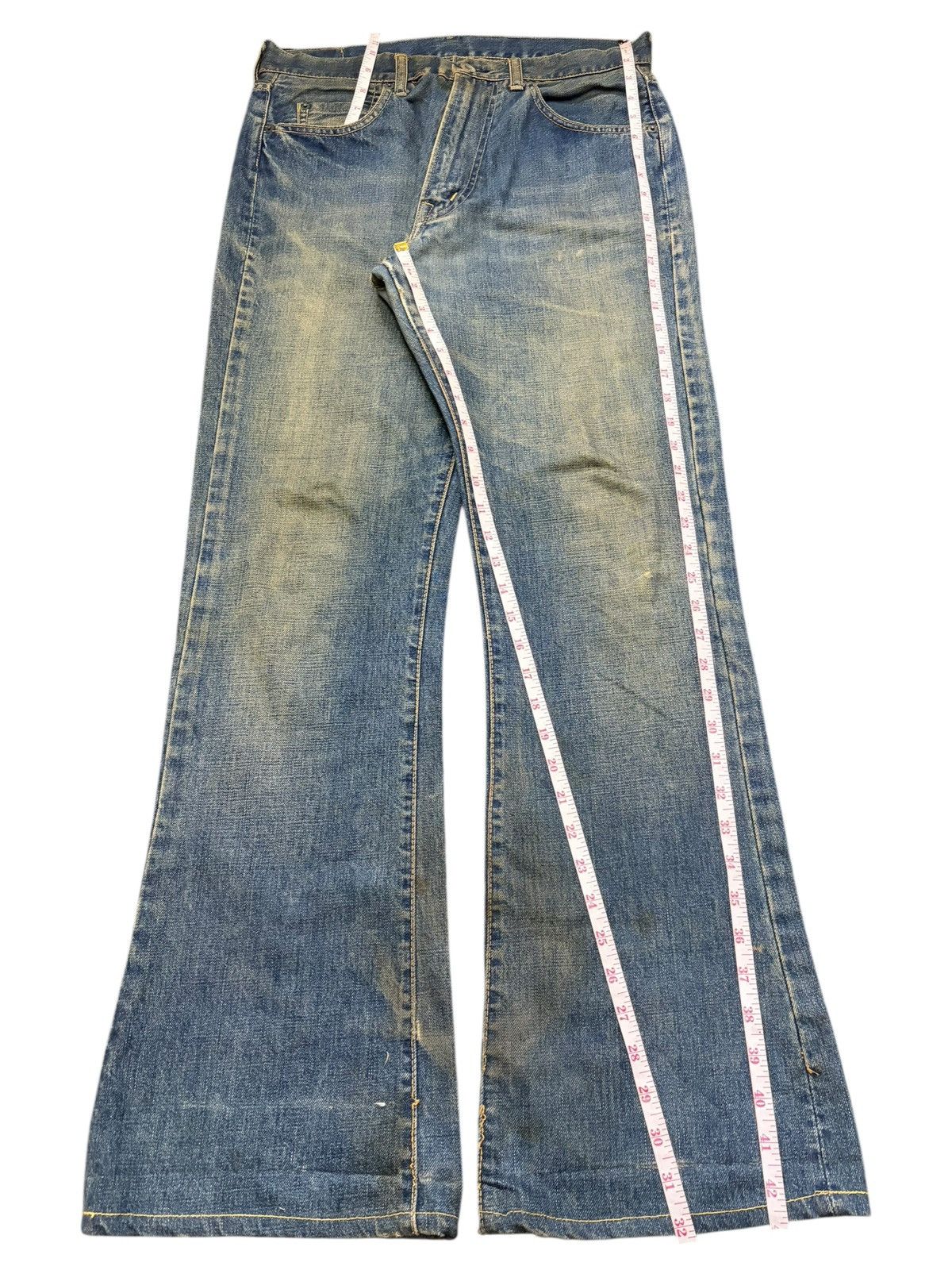 If Six Was Nine Vintage Japanese Brand Mud Wash Distress Flare Jeans Size US 32 / EU 48 - 8 Thumbnail