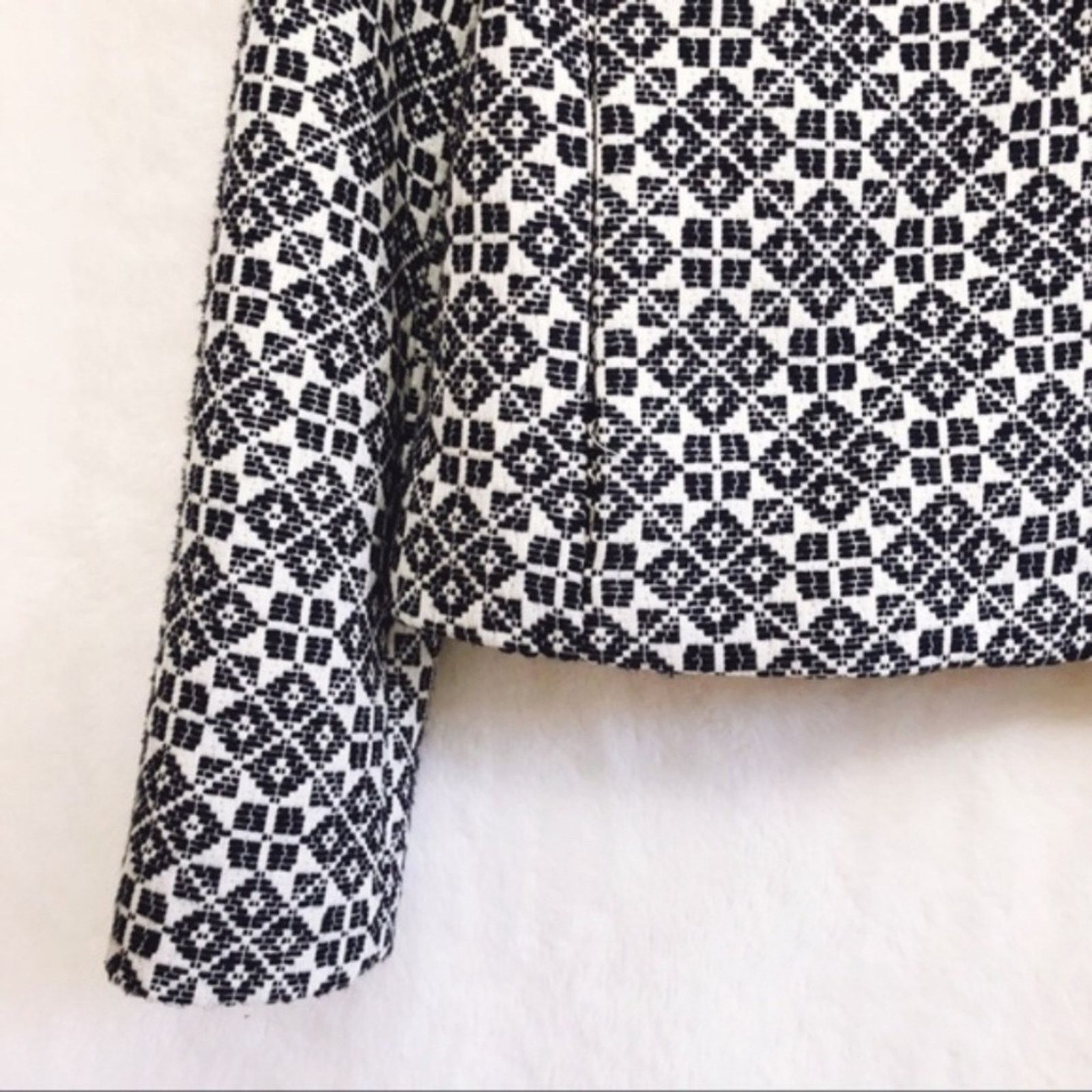 Tory Burch Tory Burch Navy Patterned Textured Jacket Size L / US 10 / IT 46 - 7 Thumbnail